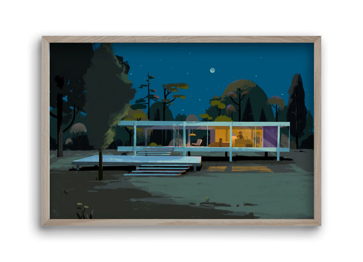 Mid-century at midnight, 45x30 cm (45x30 cm), Tölgy keret