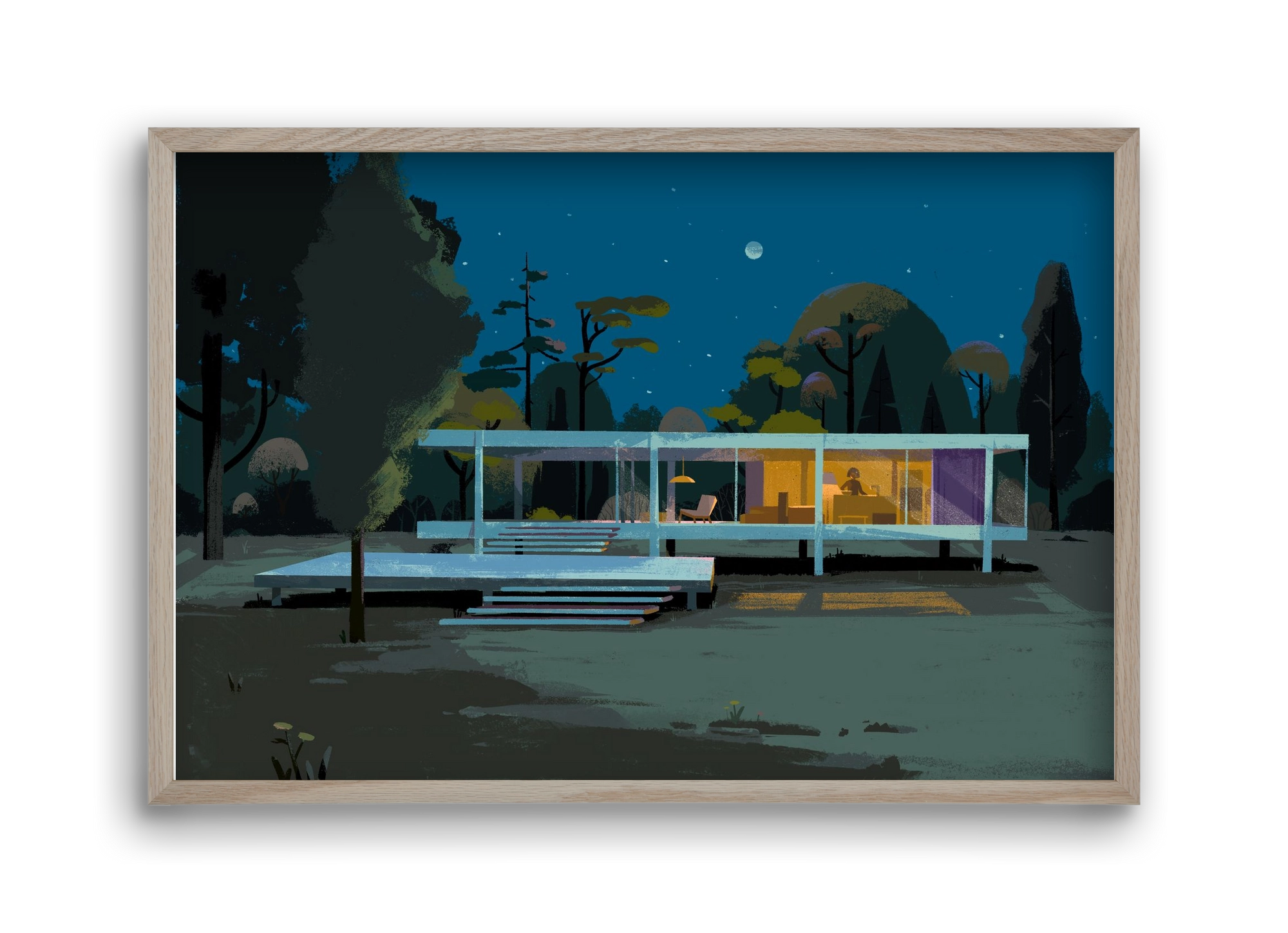 Mid-century at midnight, 45x30 cm (45x30 cm), Tölgy keret