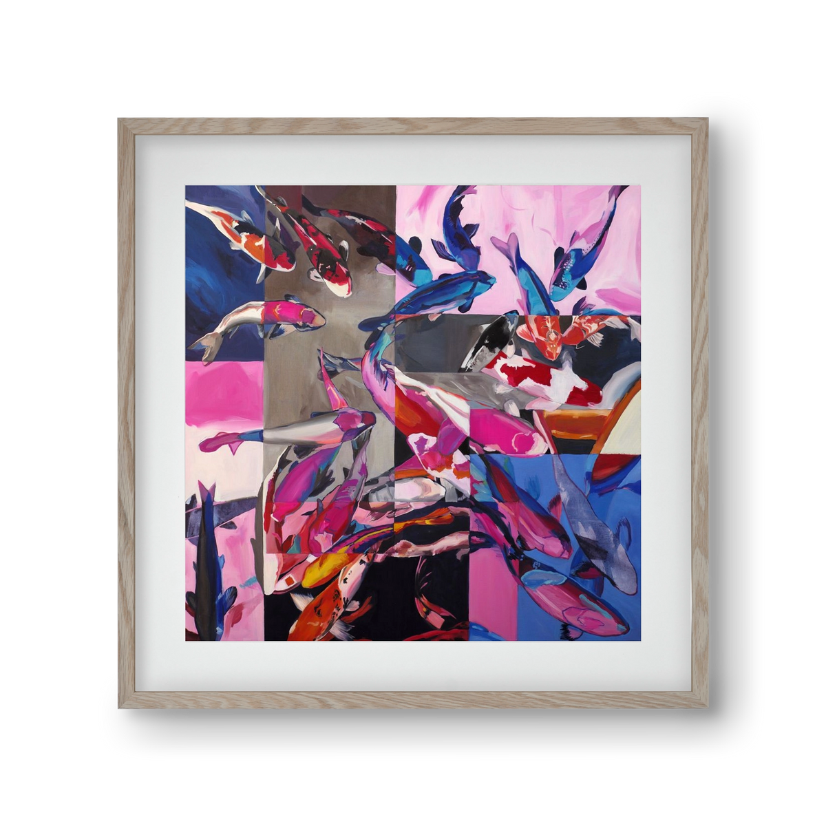 Koi, 30x30 cm (20x20 cm), Tölgy keret, paszpartuval