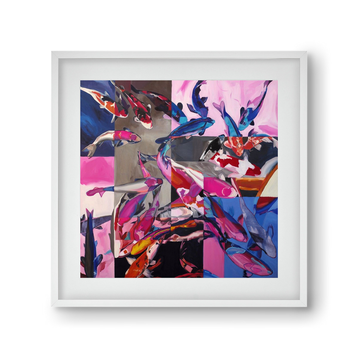 Koi, 30x30 cm (20x20 cm), Fehér keret, paszpartuval
