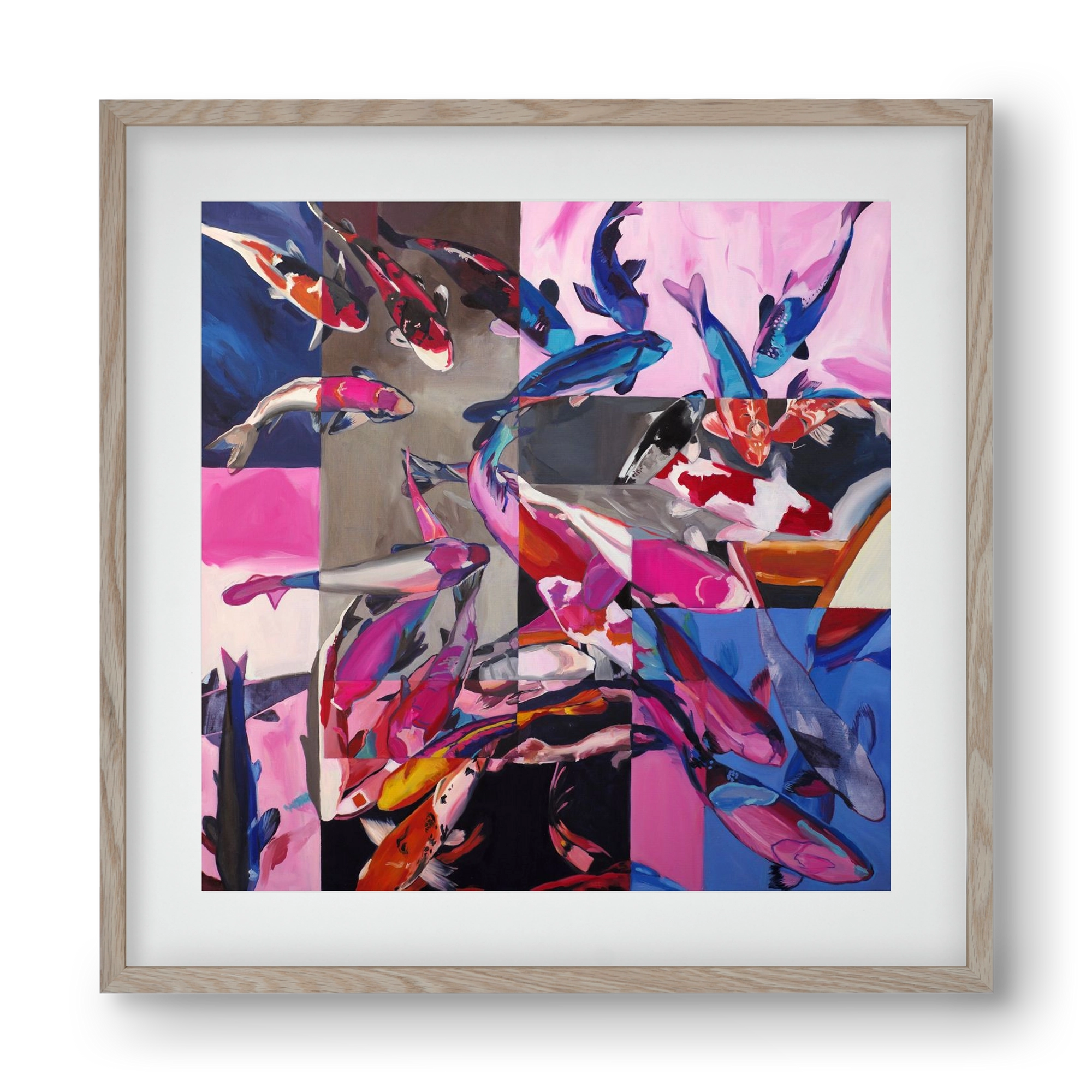 Koi, 40x40 cm (30x30 cm), Tölgy keret, paszpartuval