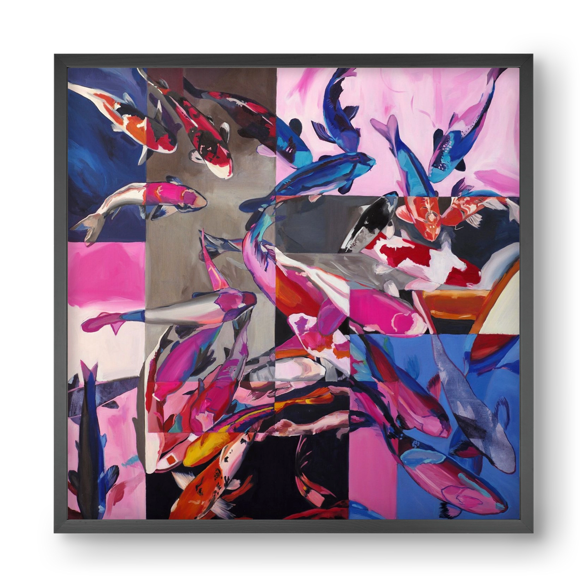 Koi, 40x40 cm (40x40 cm), Fekete keret