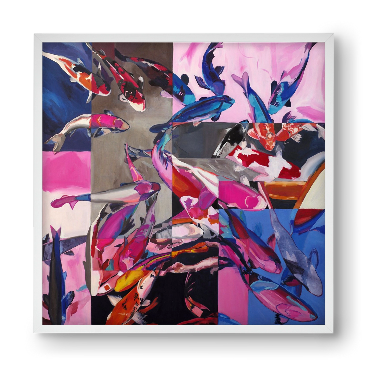 Koi, 40x40 cm (40x40 cm), Fehér keret