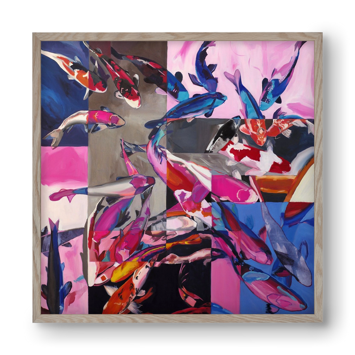 Koi, 40x40 cm (40x40 cm), Tölgy keret