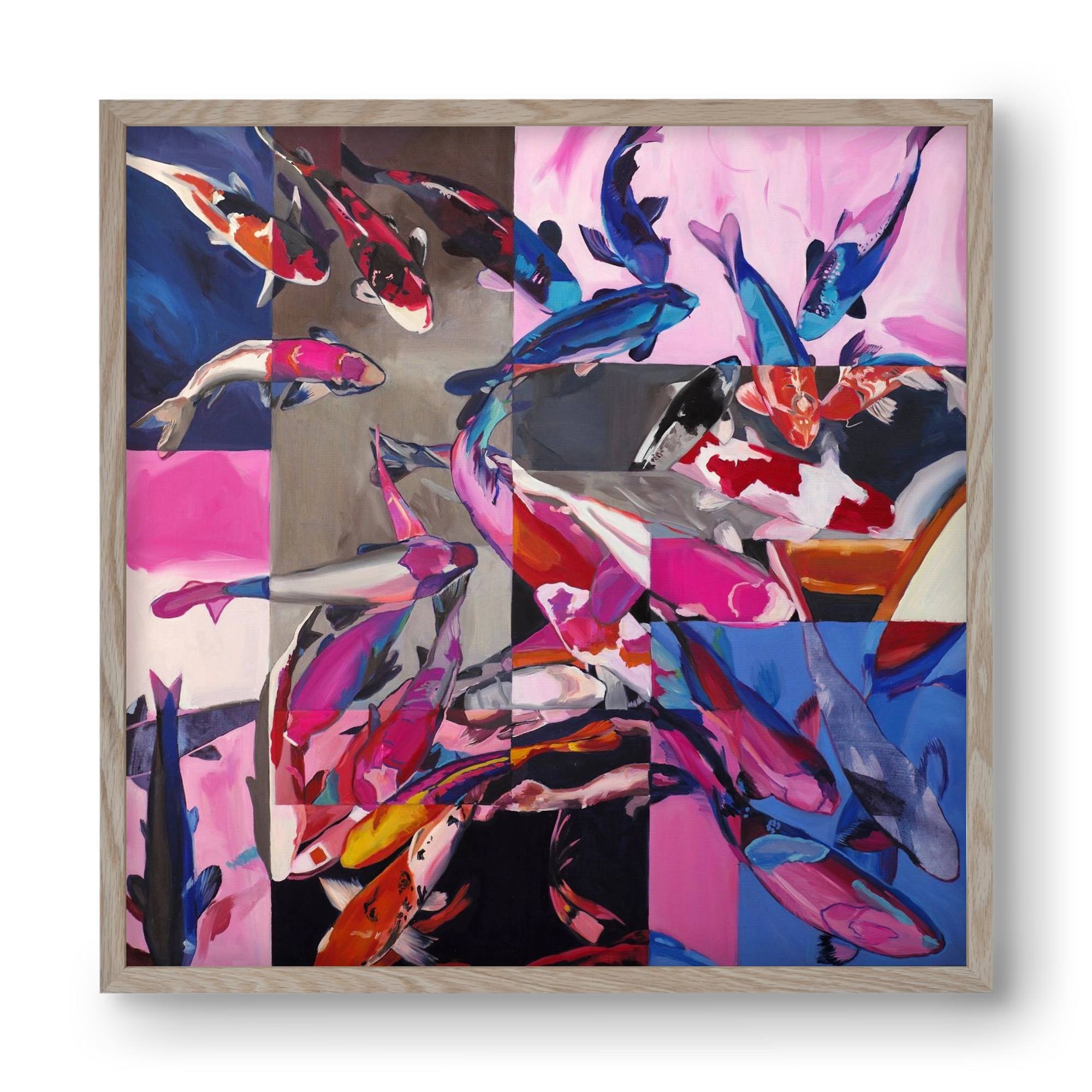 Koi, 40x40 cm (40x40 cm), Tölgy keret