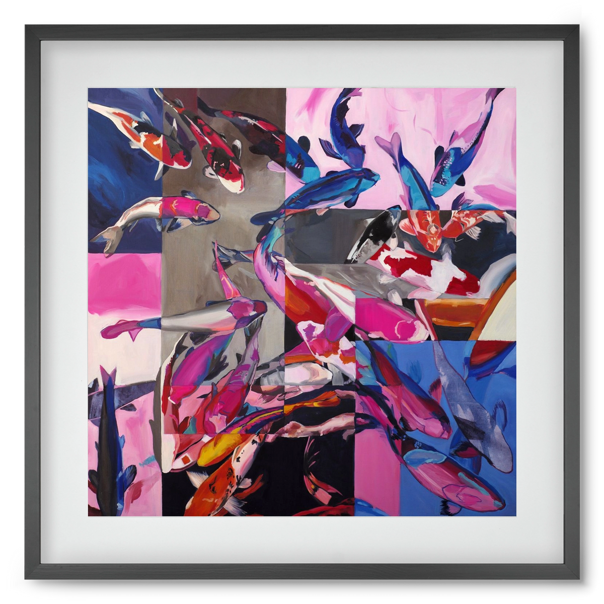 Koi, 50x50 cm (40x40 cm), Fekete keret, paszpartuval