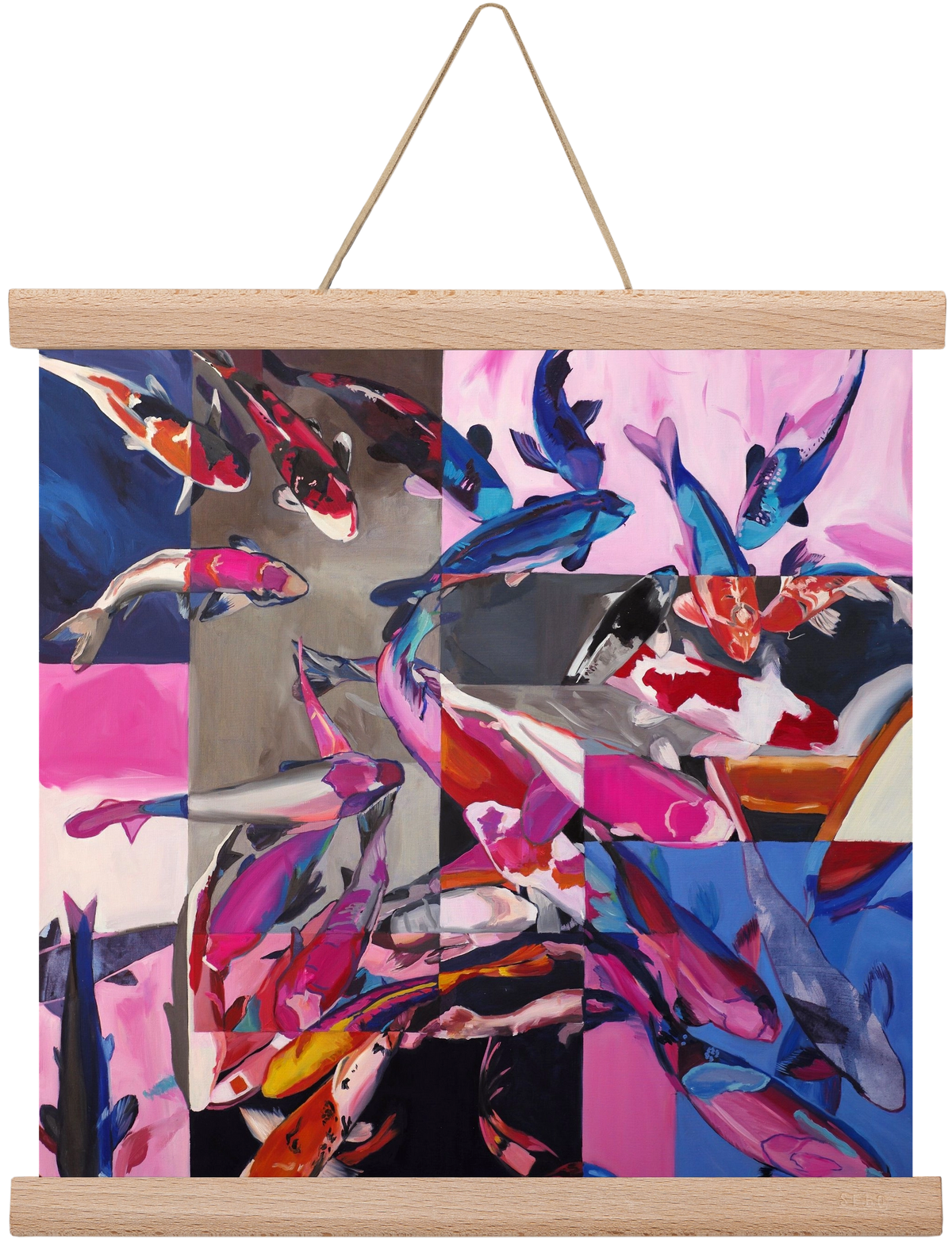 Koi, 30x30 cm (30x30 cm), Tölgy akasztó