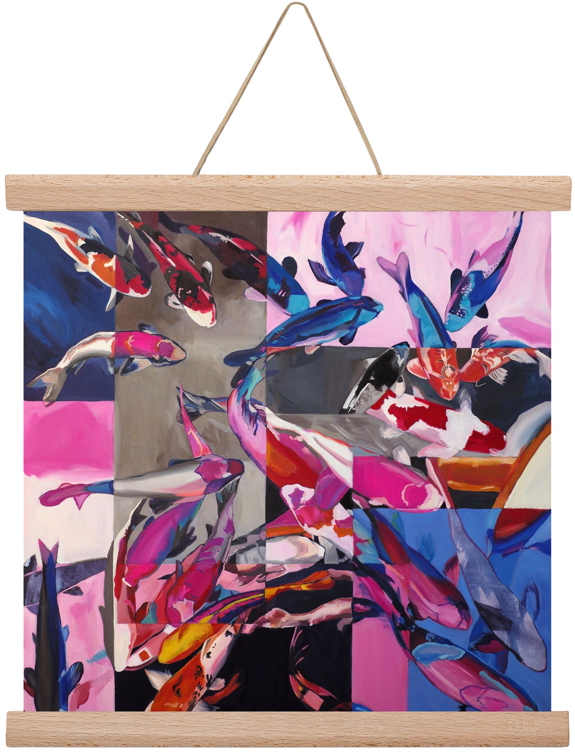 Koi, 30x30 cm (30x30 cm), Tölgy akasztó