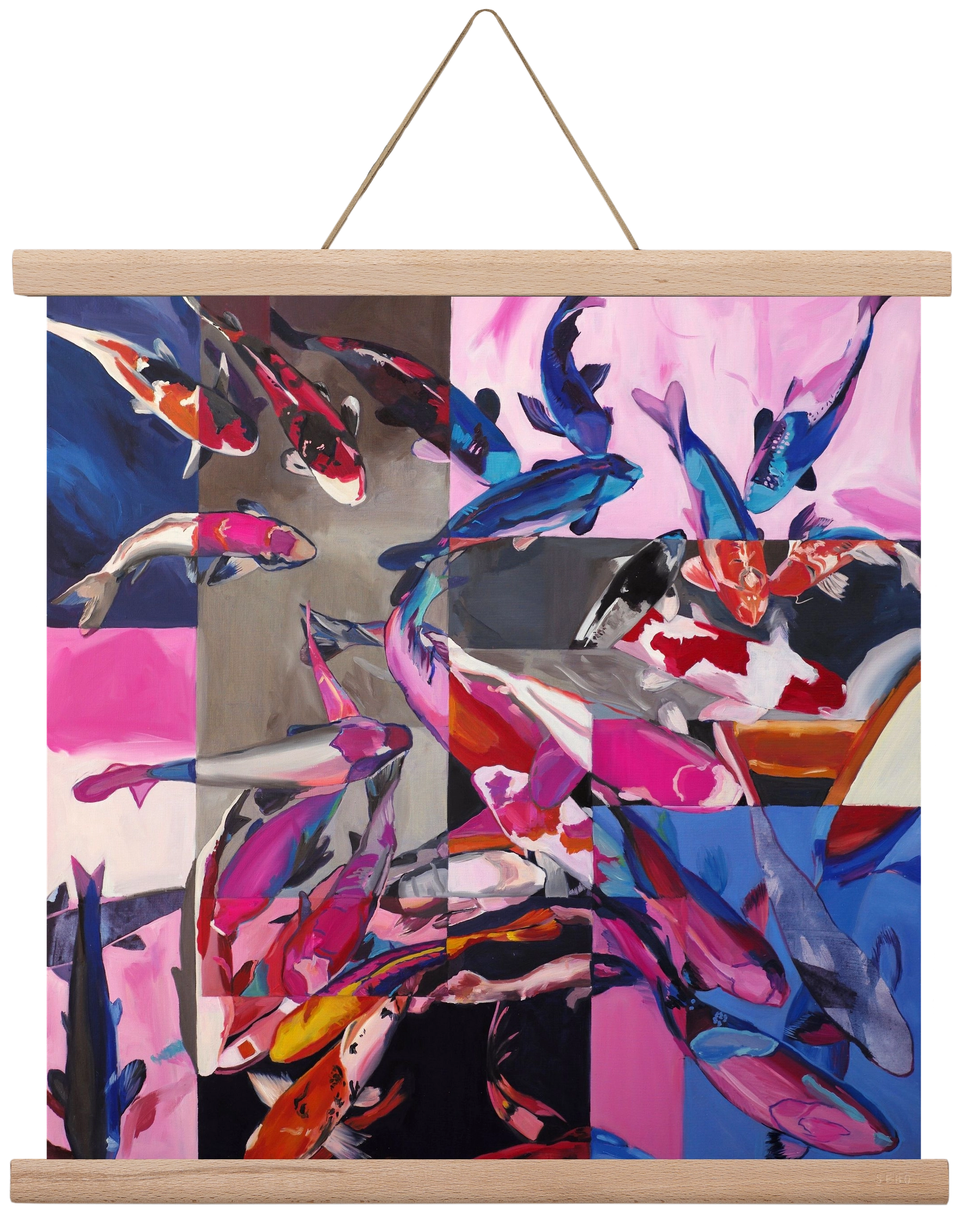 Koi, 40x40 cm (40x40 cm), Tölgy akasztó