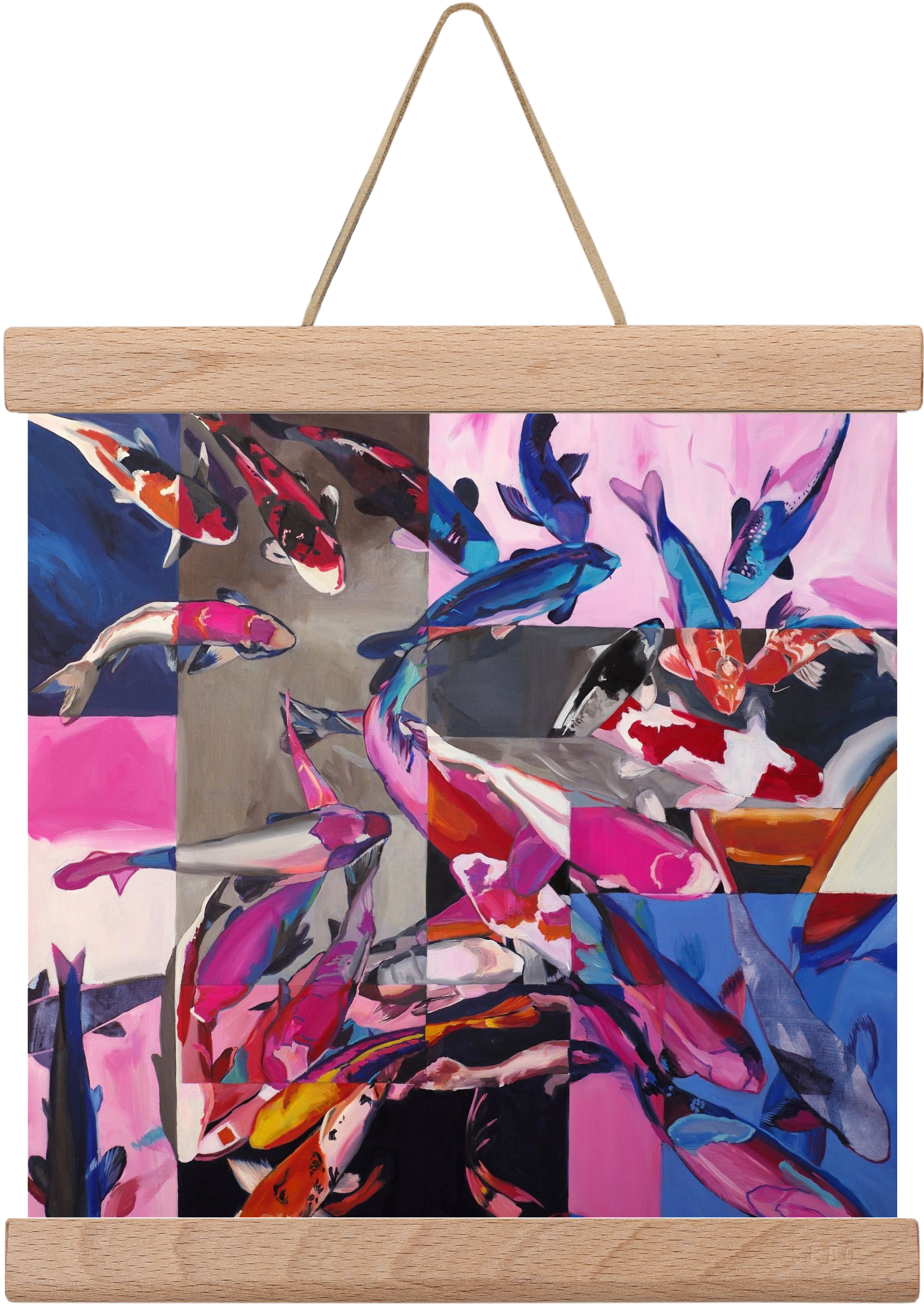 Koi, 20x20 cm (20x20 cm), Tölgy akasztó