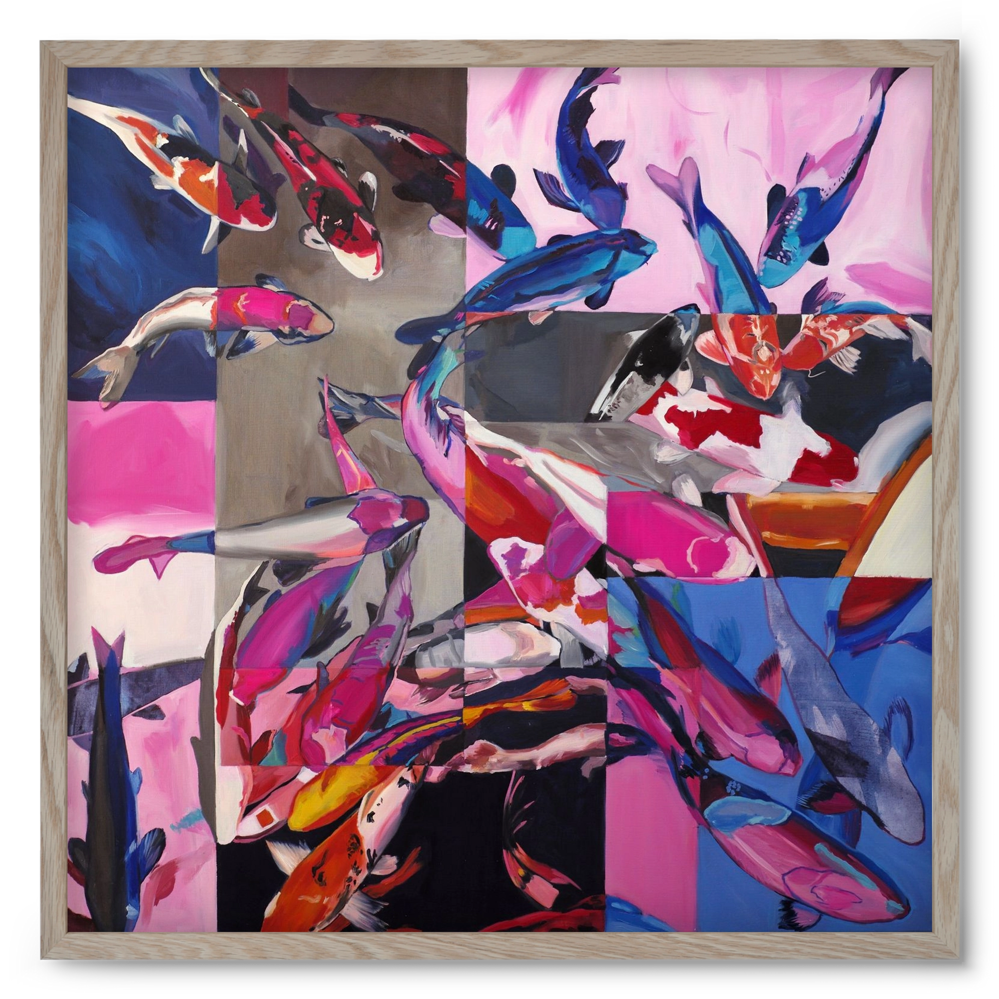 Koi, 50x50 cm (50x50 cm), Tölgy keret