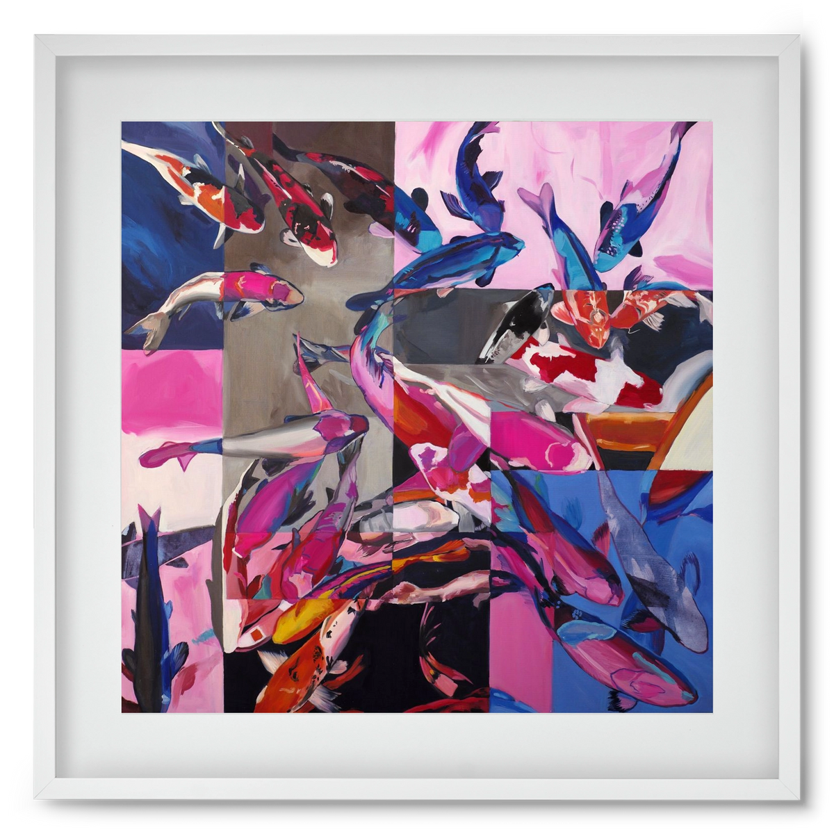 Koi, 50x50 cm (40x40 cm), Fehér keret, paszpartuval