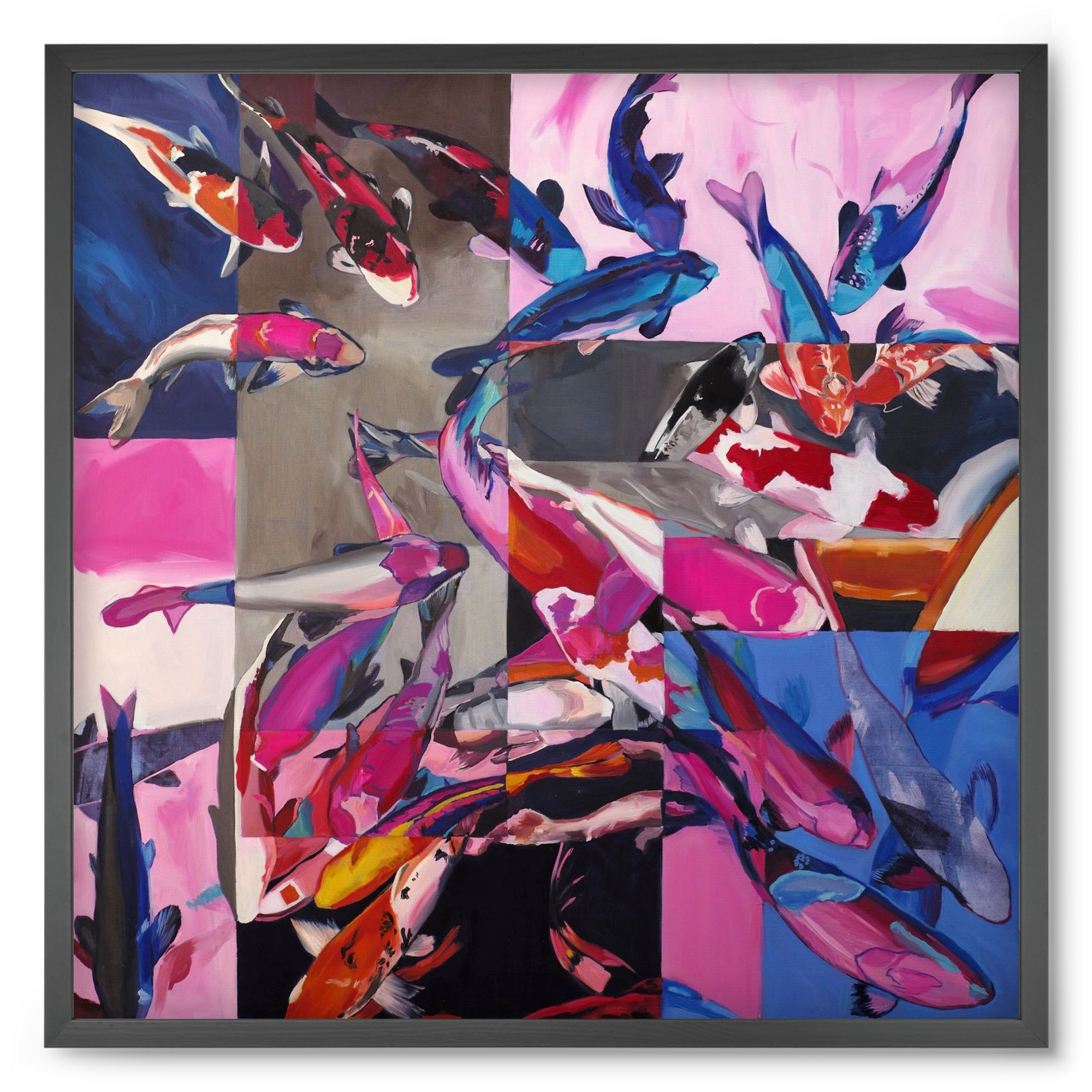 Koi, 50x50 cm (50x50 cm), Fekete keret