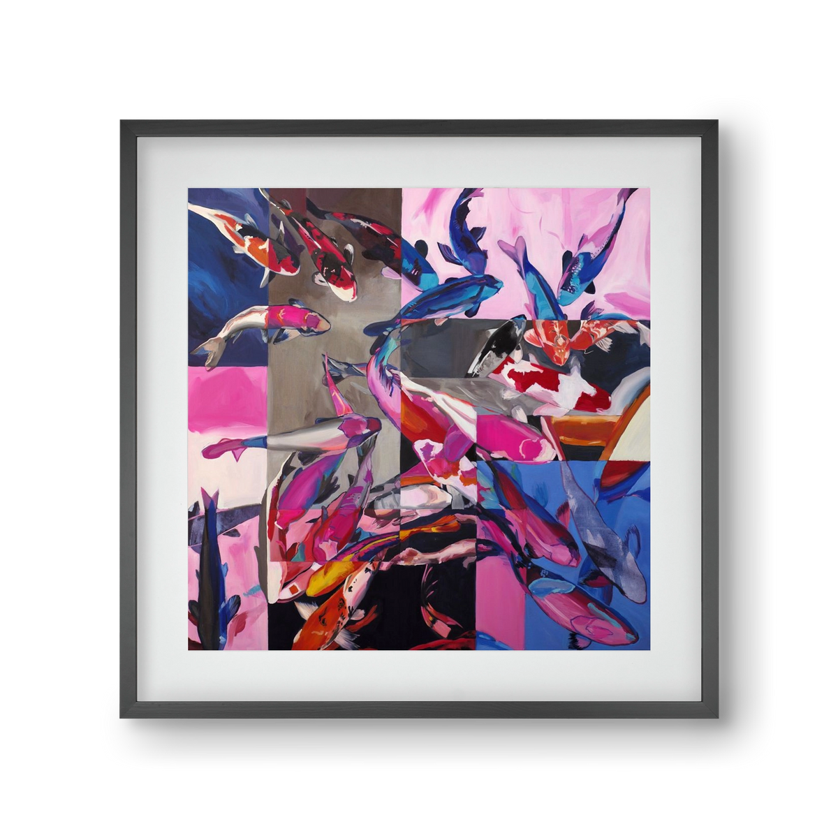 Koi, 30x30 cm (20x20 cm), Fekete keret, paszpartuval