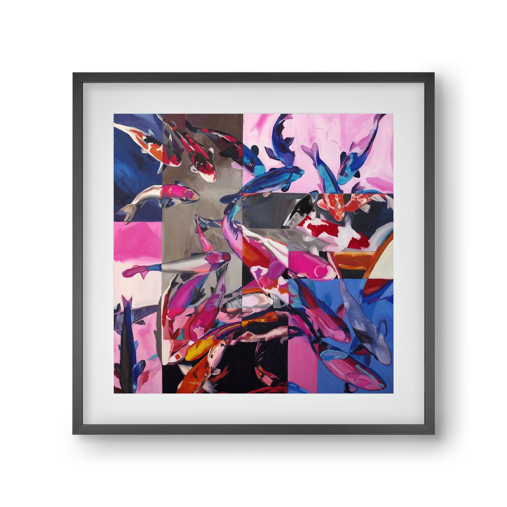 Koi, 30x30 cm (20x20 cm), Fekete keret, paszpartuval