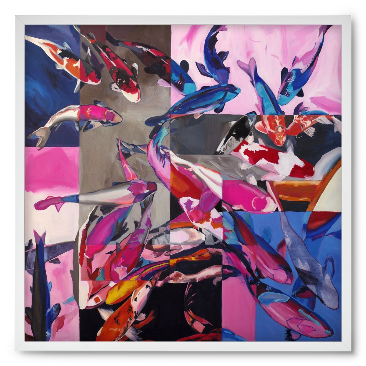 Koi, 50x50 cm (50x50 cm), Fehér keret