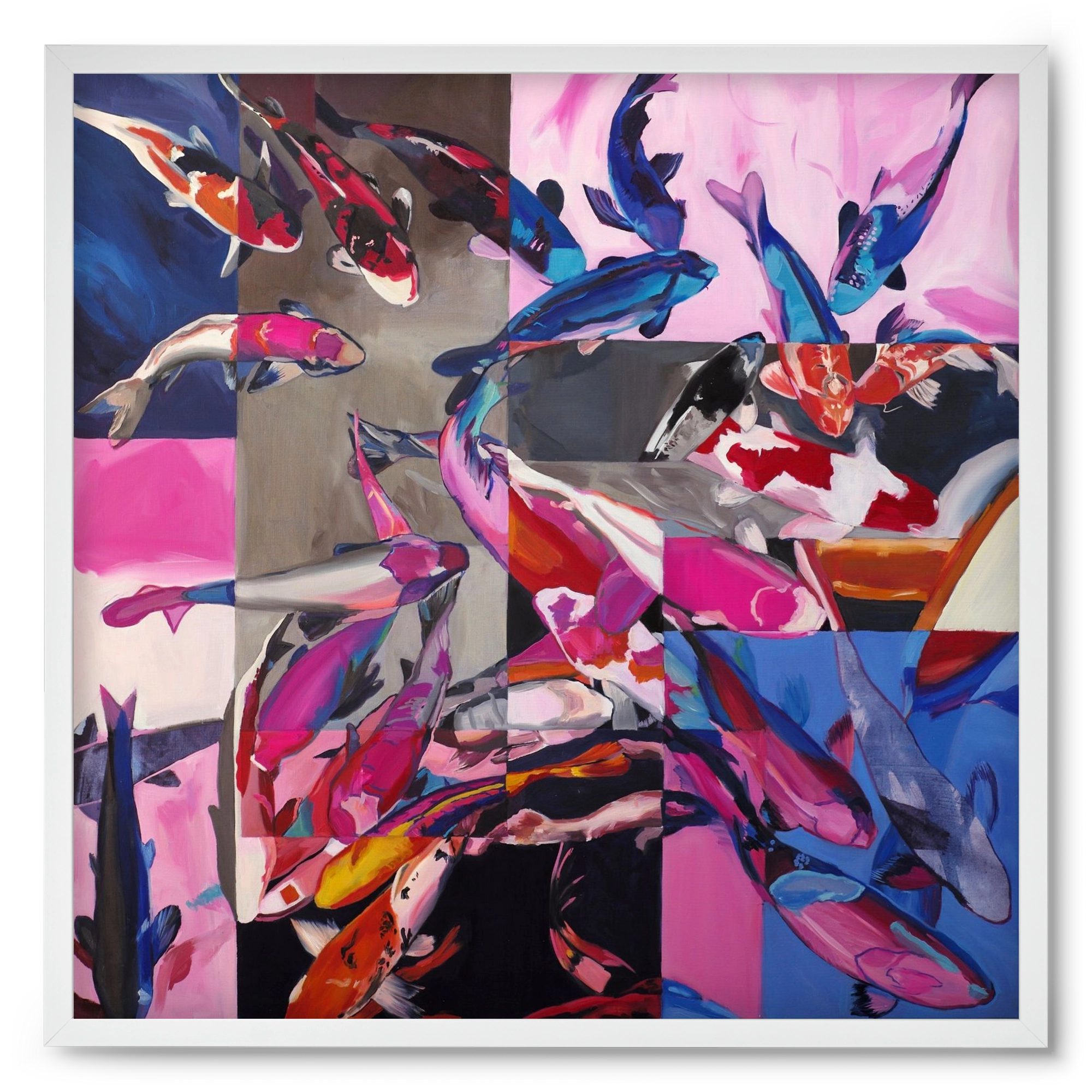 Koi, 50x50 cm (50x50 cm), Fehér keret