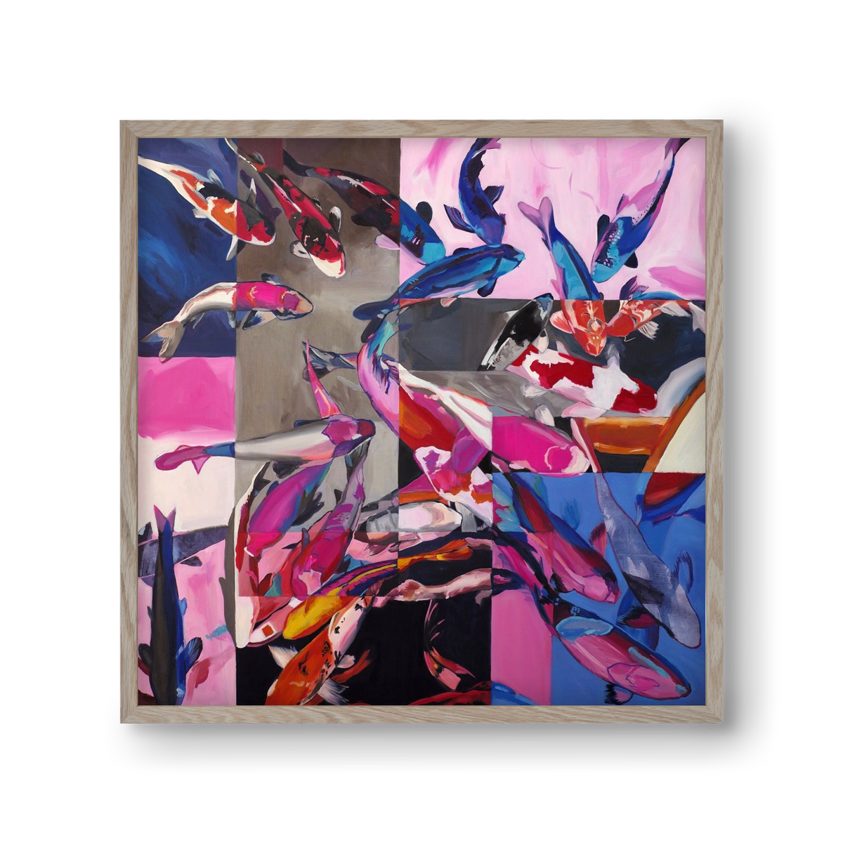 Koi, 30x30 cm (30x30 cm), Tölgy keret