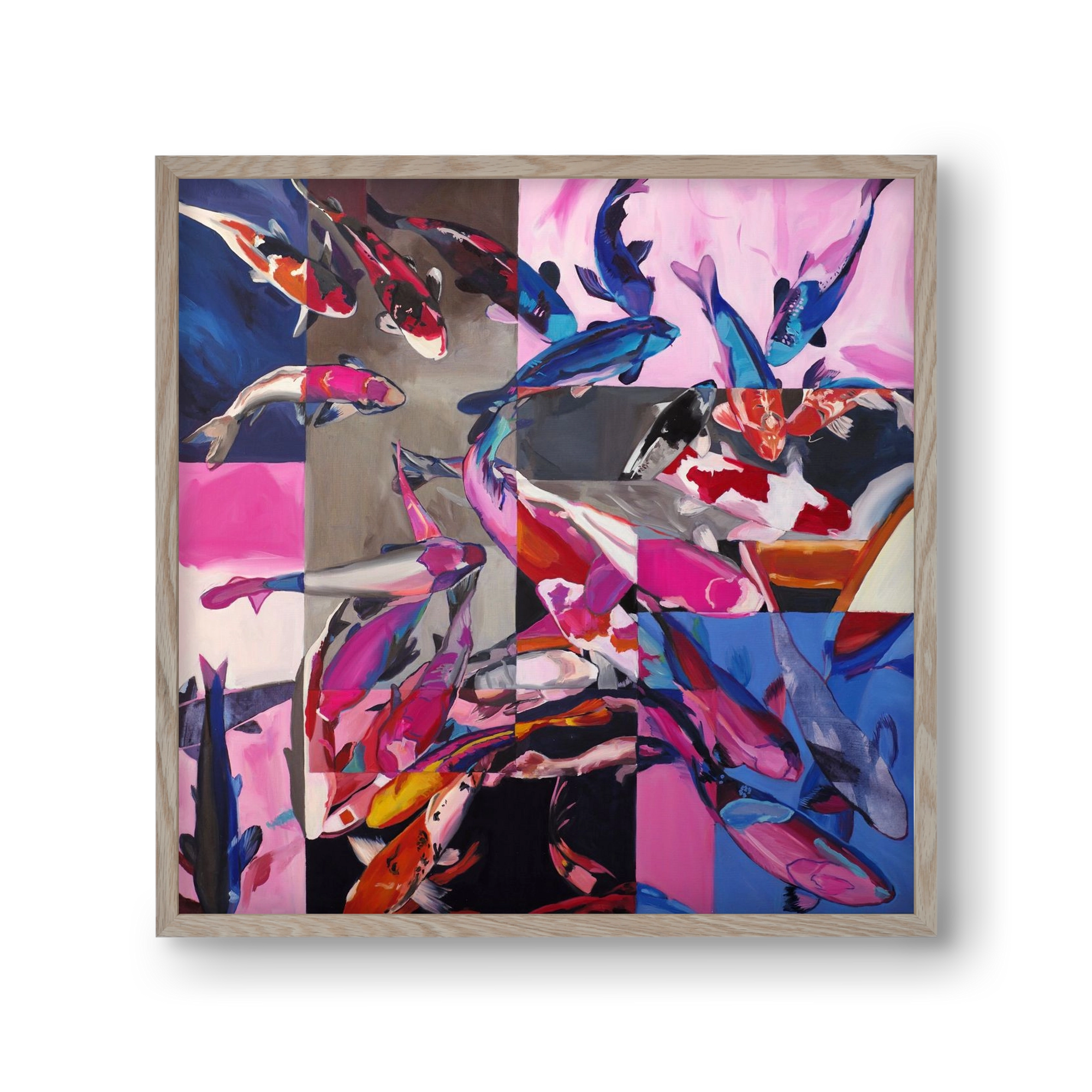 Koi, 30x30 cm (30x30 cm), Tölgy keret