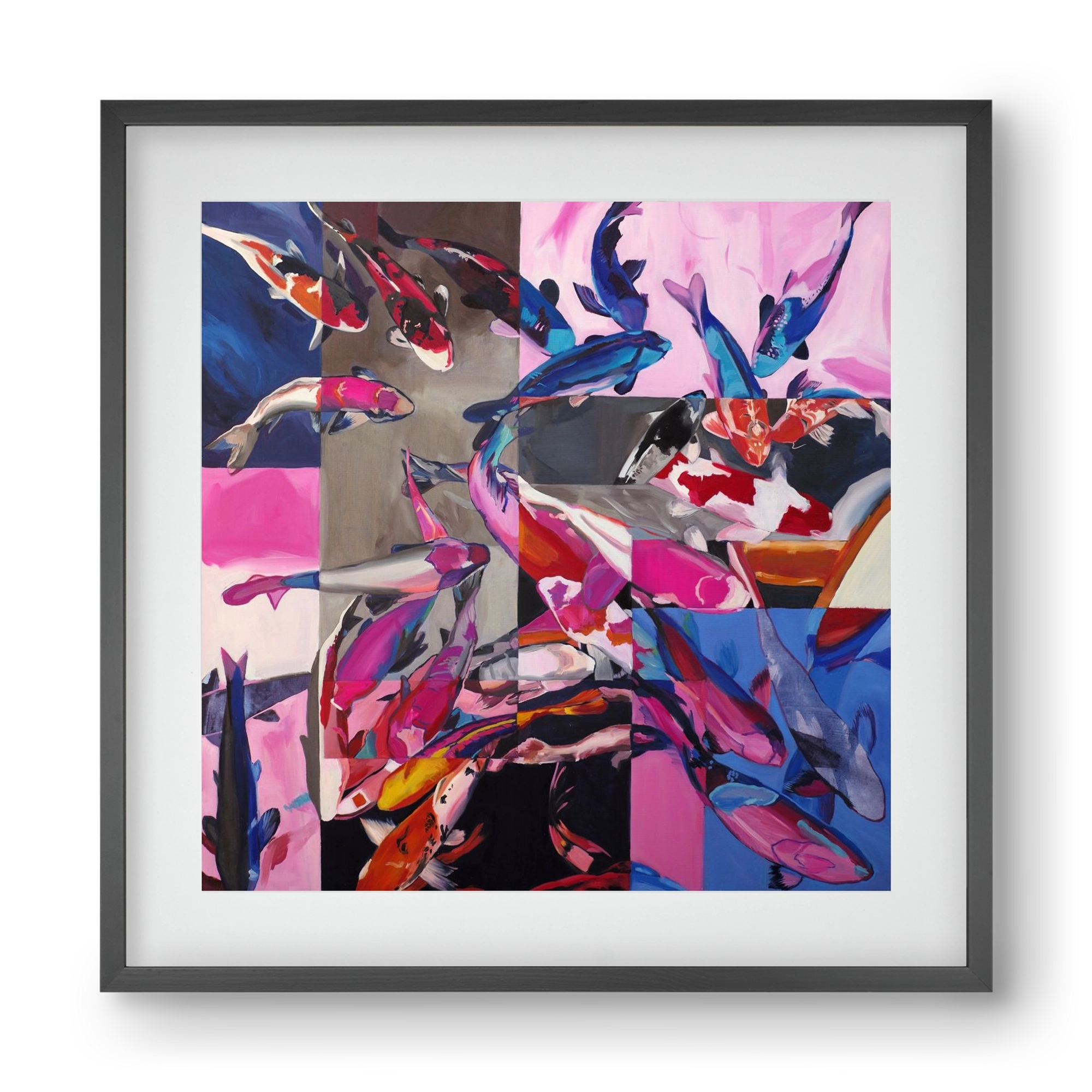 Koi, 40x40 cm (30x30 cm), Fekete keret, paszpartuval