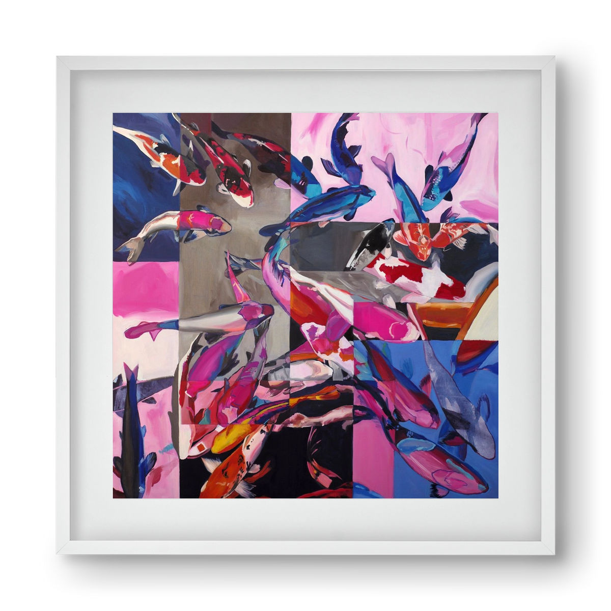 Koi, 40x40 cm (30x30 cm), Fehér keret, paszpartuval