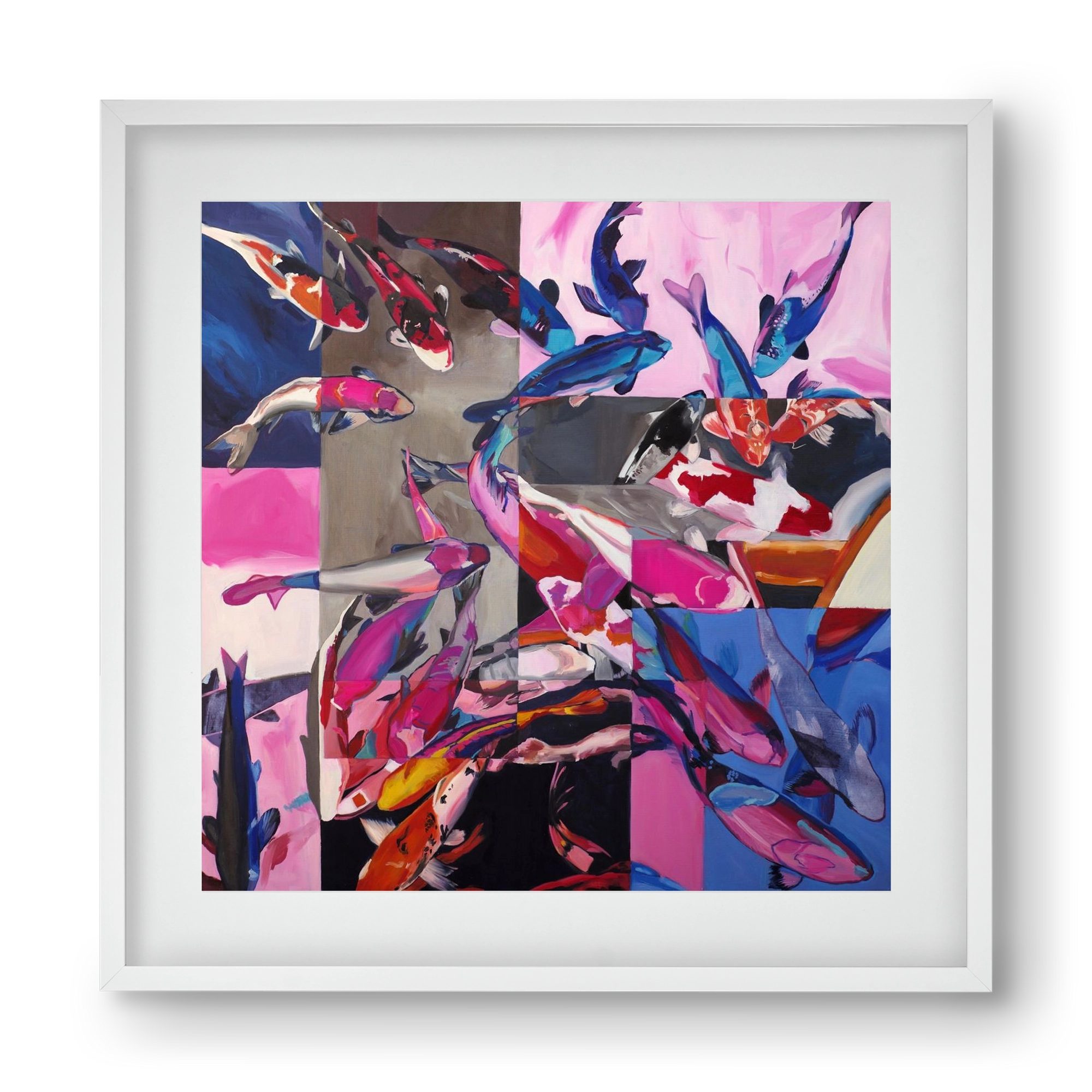 Koi, 40x40 cm (30x30 cm), Fehér keret, paszpartuval