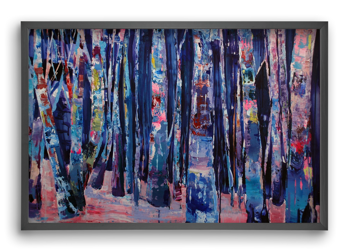 Nyír fa erdő, 60x40 cm (60x40 cm), Fekete keret