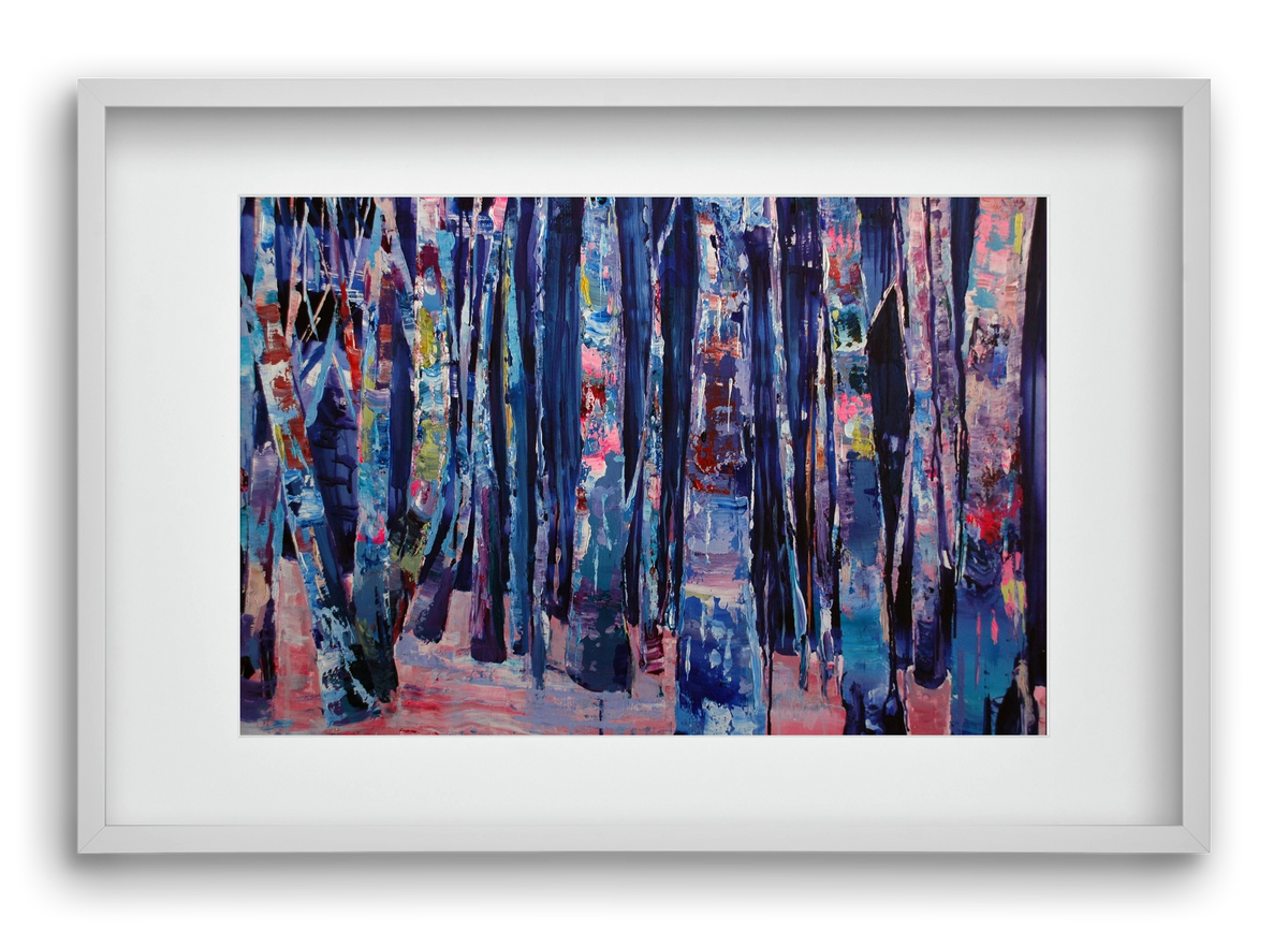 Nyír fa erdő, 60x40 cm (45x30 cm), Fehér keret, paszpartuval