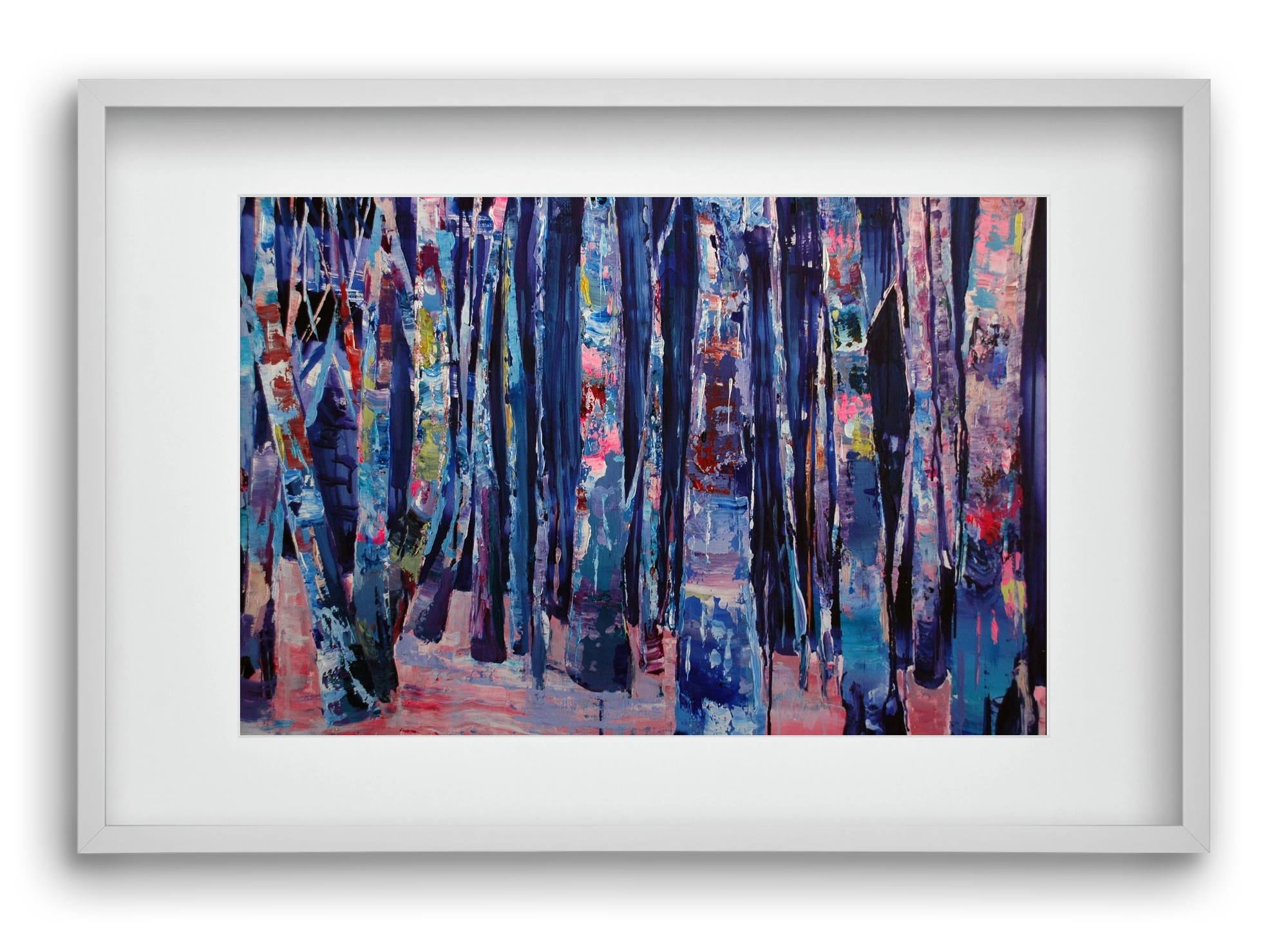 Nyír fa erdő, 60x40 cm (45x30 cm), Fehér keret, paszpartuval