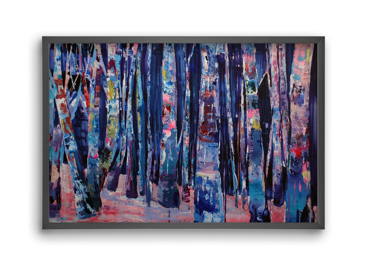 Nyír fa erdő, 45x30 cm (45x30 cm), Fekete keret