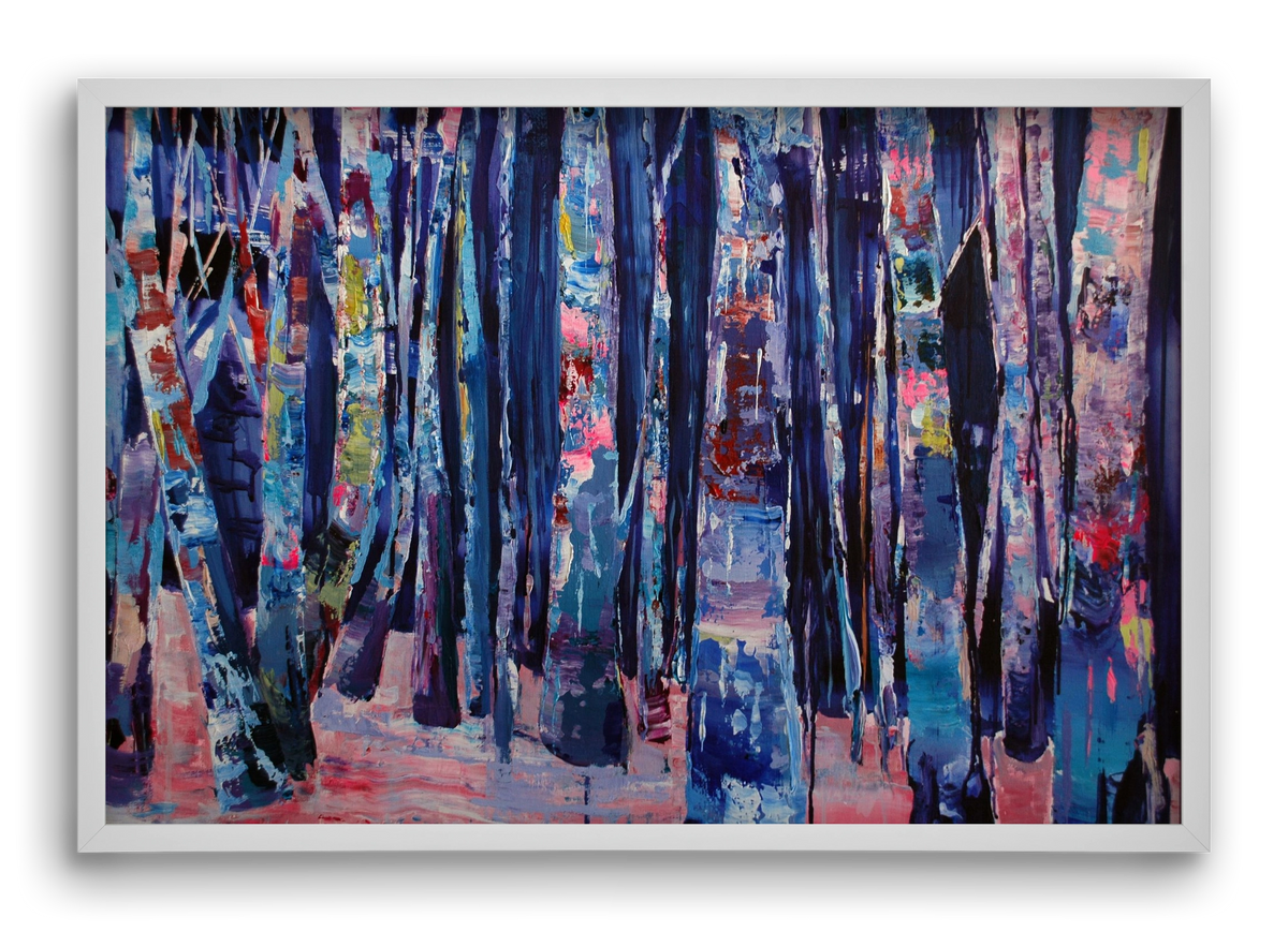 Nyír fa erdő, 60x40 cm (60x40 cm), Fehér keret