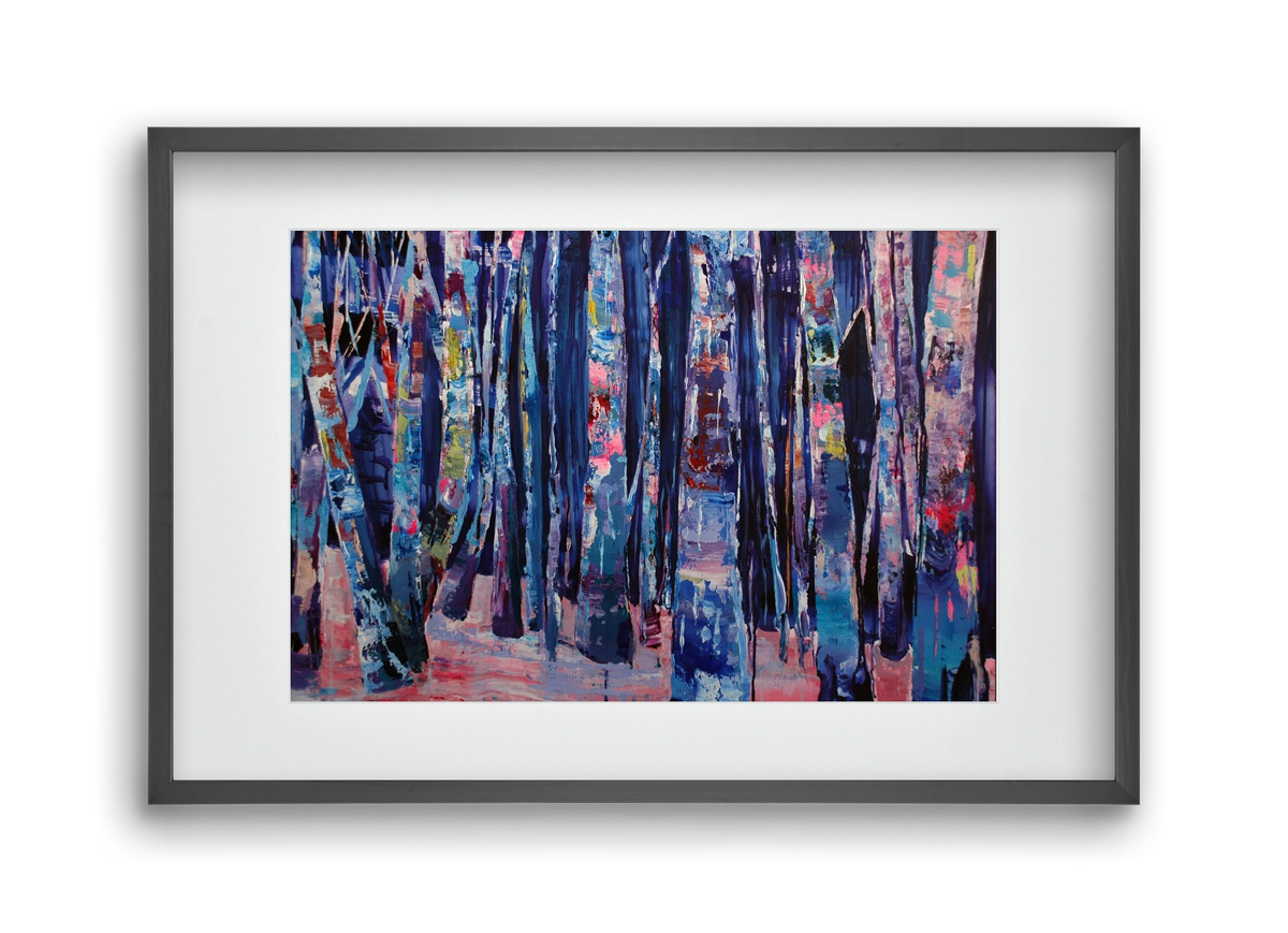 Nyír fa erdő, 45x30 cm (30x20 cm), Fekete keret, paszpartuval