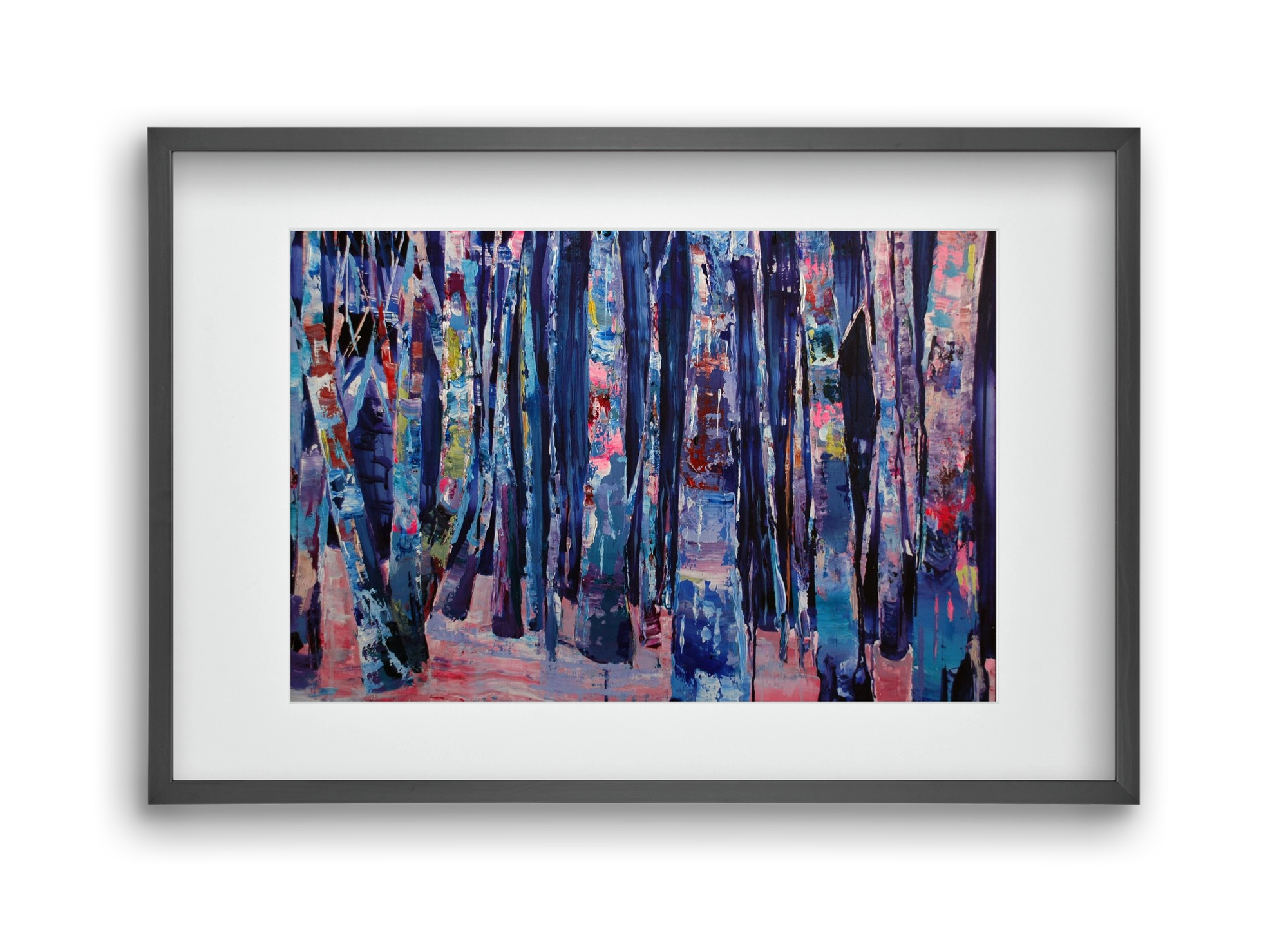 Nyír fa erdő, 45x30 cm (30x20 cm), Fekete keret, paszpartuval