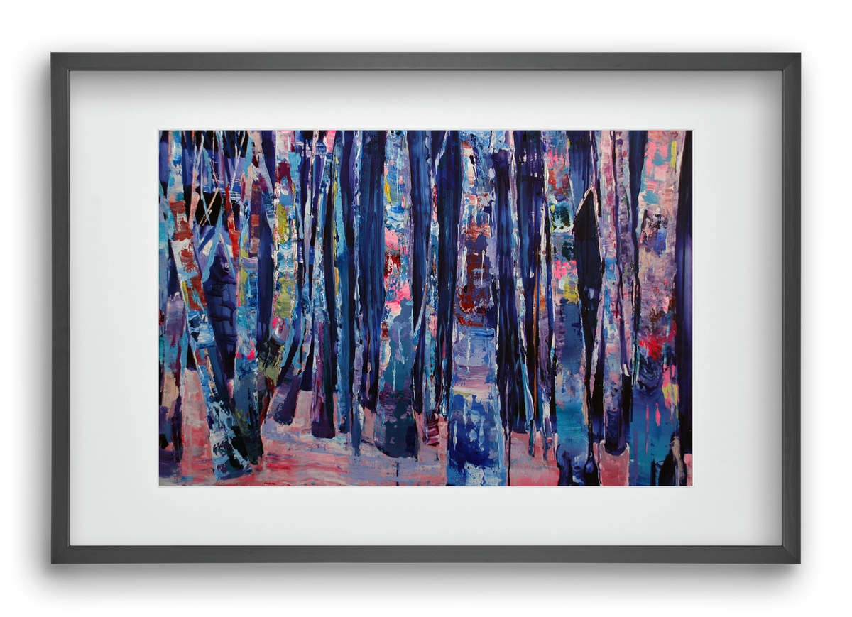 Nyír fa erdő, 60x40 cm (45x30 cm), Fekete keret, paszpartuval