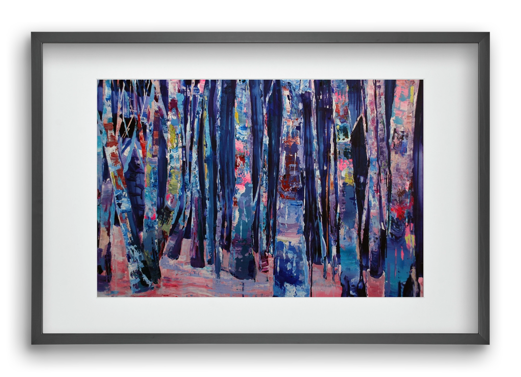 Nyír fa erdő, 60x40 cm (45x30 cm), Fekete keret, paszpartuval