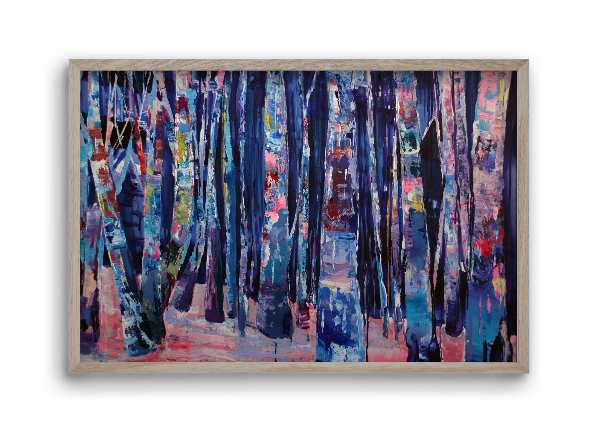 Nyír fa erdő, 45x30 cm (45x30 cm), Tölgy keret