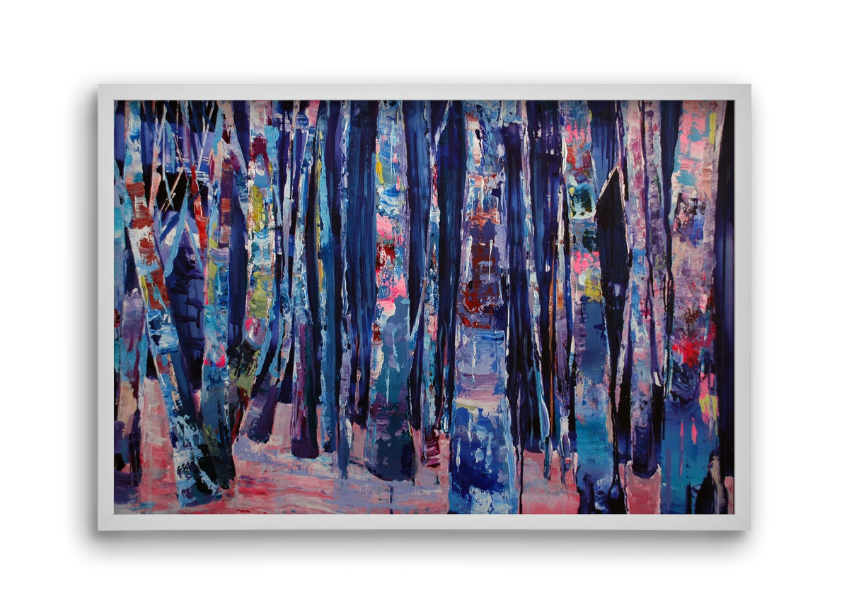 Nyír fa erdő, 45x30 cm (45x30 cm), Fehér keret