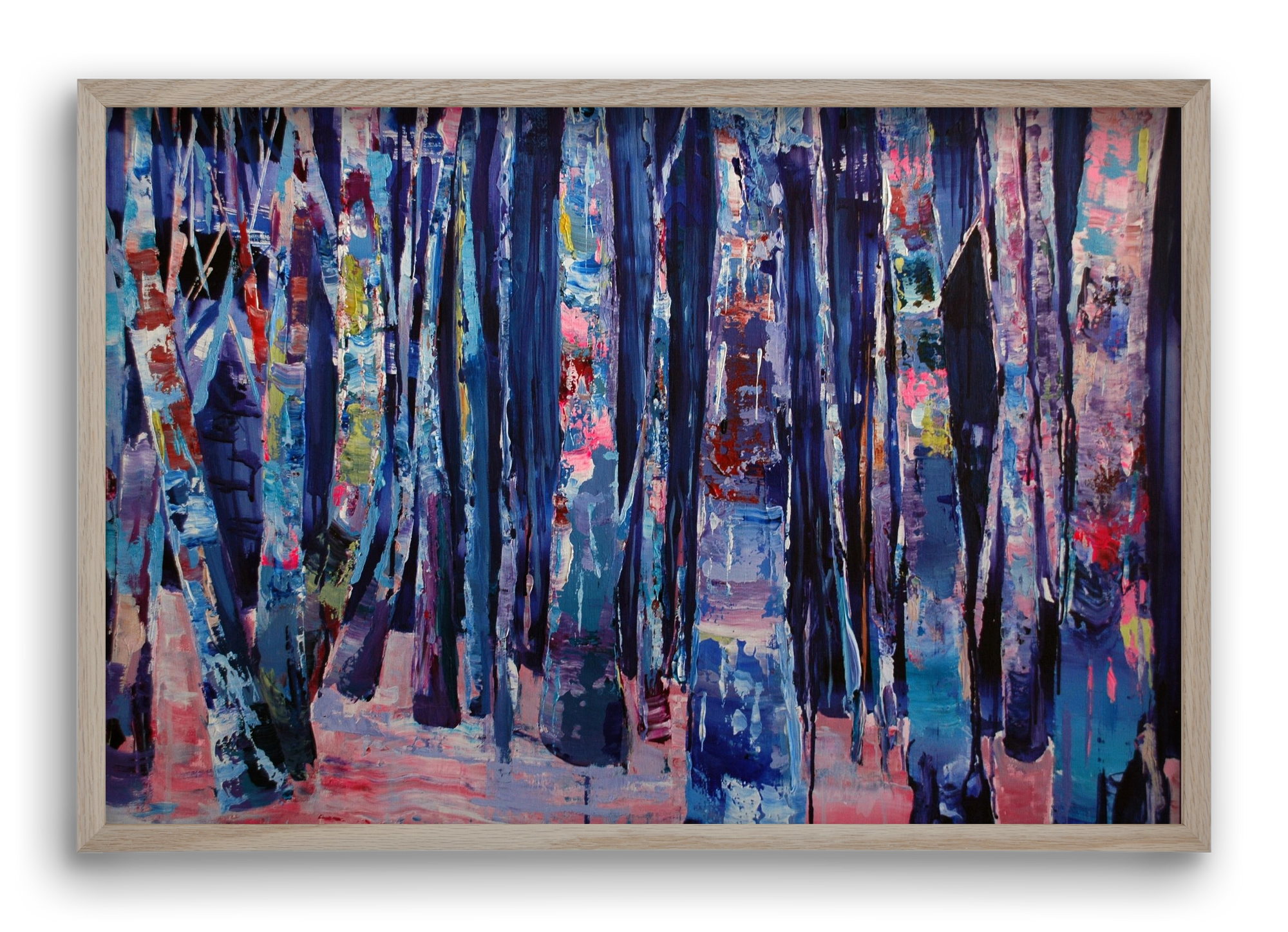 Nyír fa erdő, 60x40 cm (60x40 cm), Tölgy keret