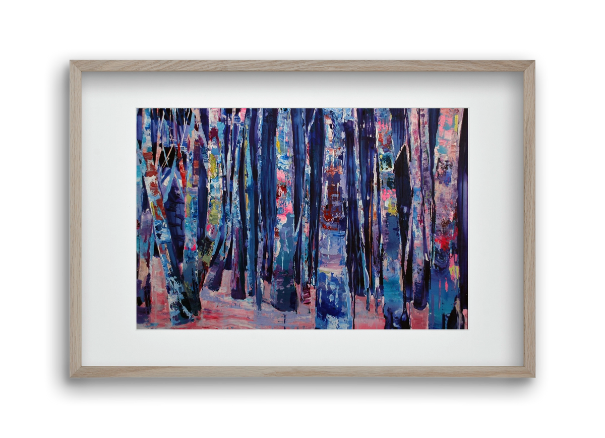 Nyír fa erdő, 45x30 cm (30x20 cm), Tölgy keret, paszpartuval