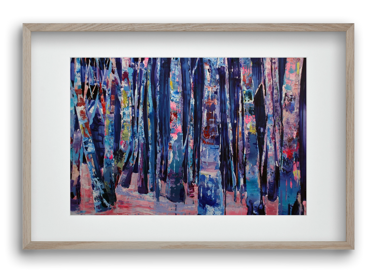 Nyír fa erdő, 60x40 cm (45x30 cm), Tölgy keret, paszpartuval