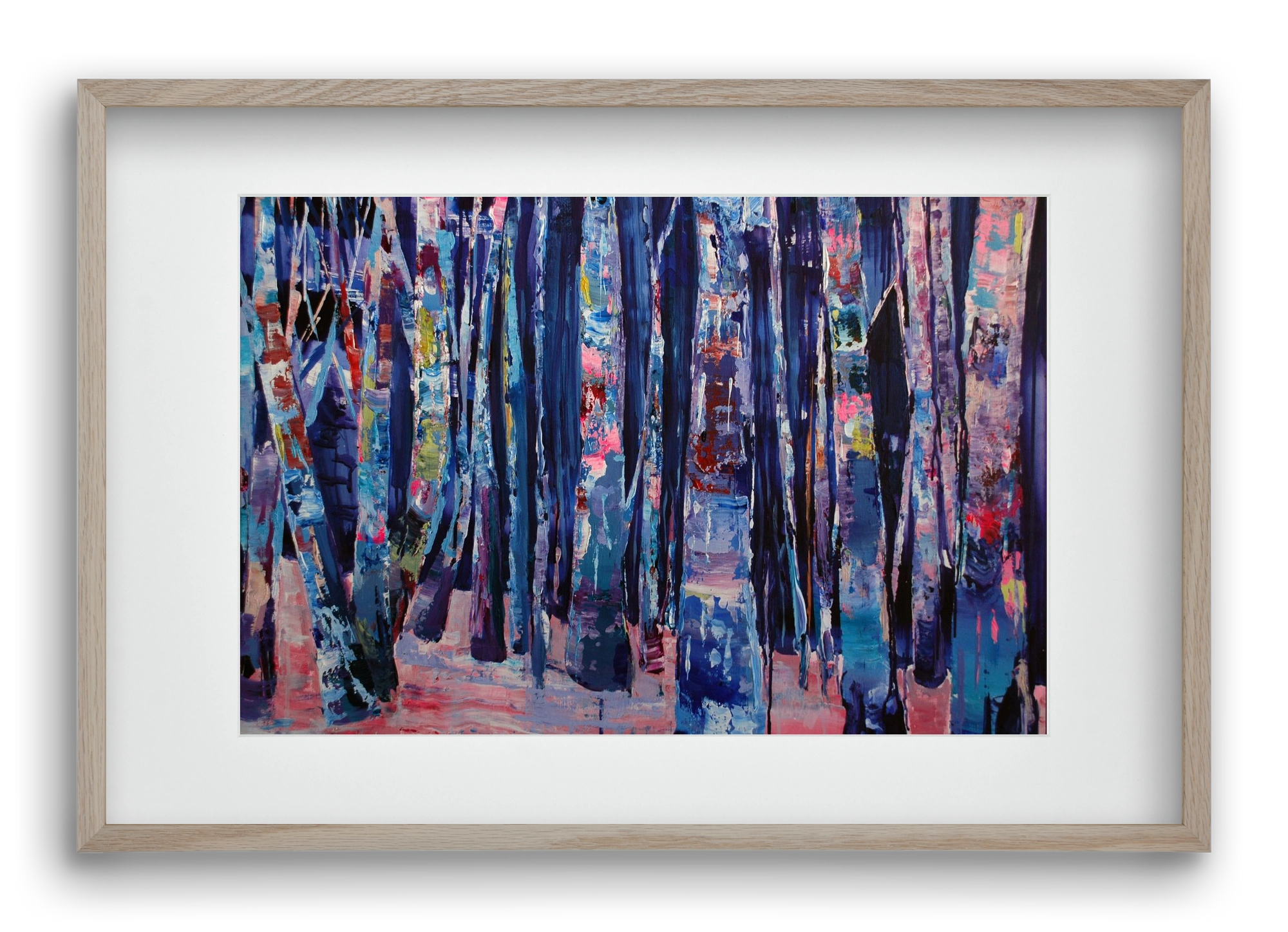 Nyír fa erdő, 60x40 cm (45x30 cm), Tölgy keret, paszpartuval