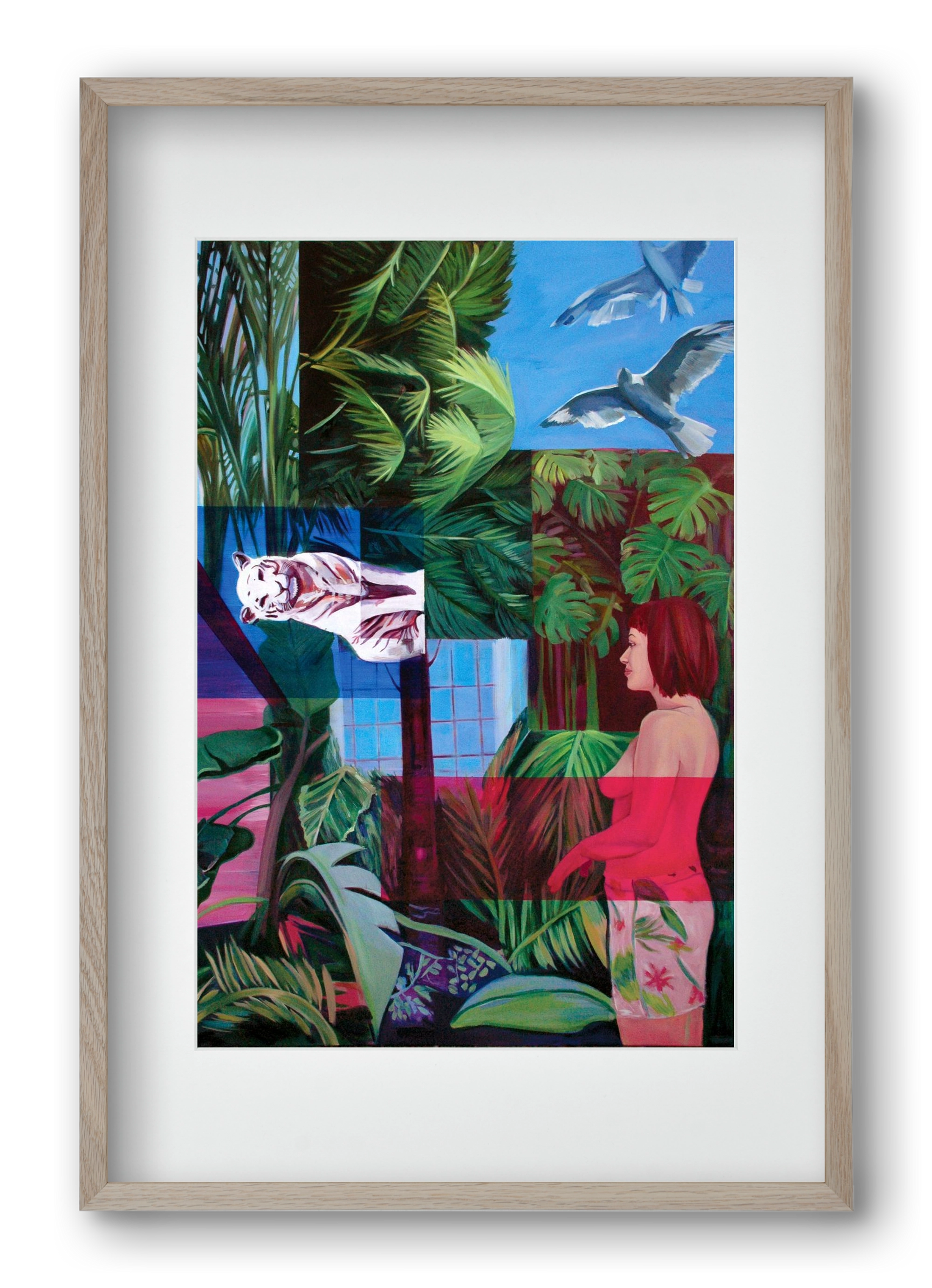 Jungel nő, 40x60 cm (30x45 cm), Tölgy keret, paszpartuval