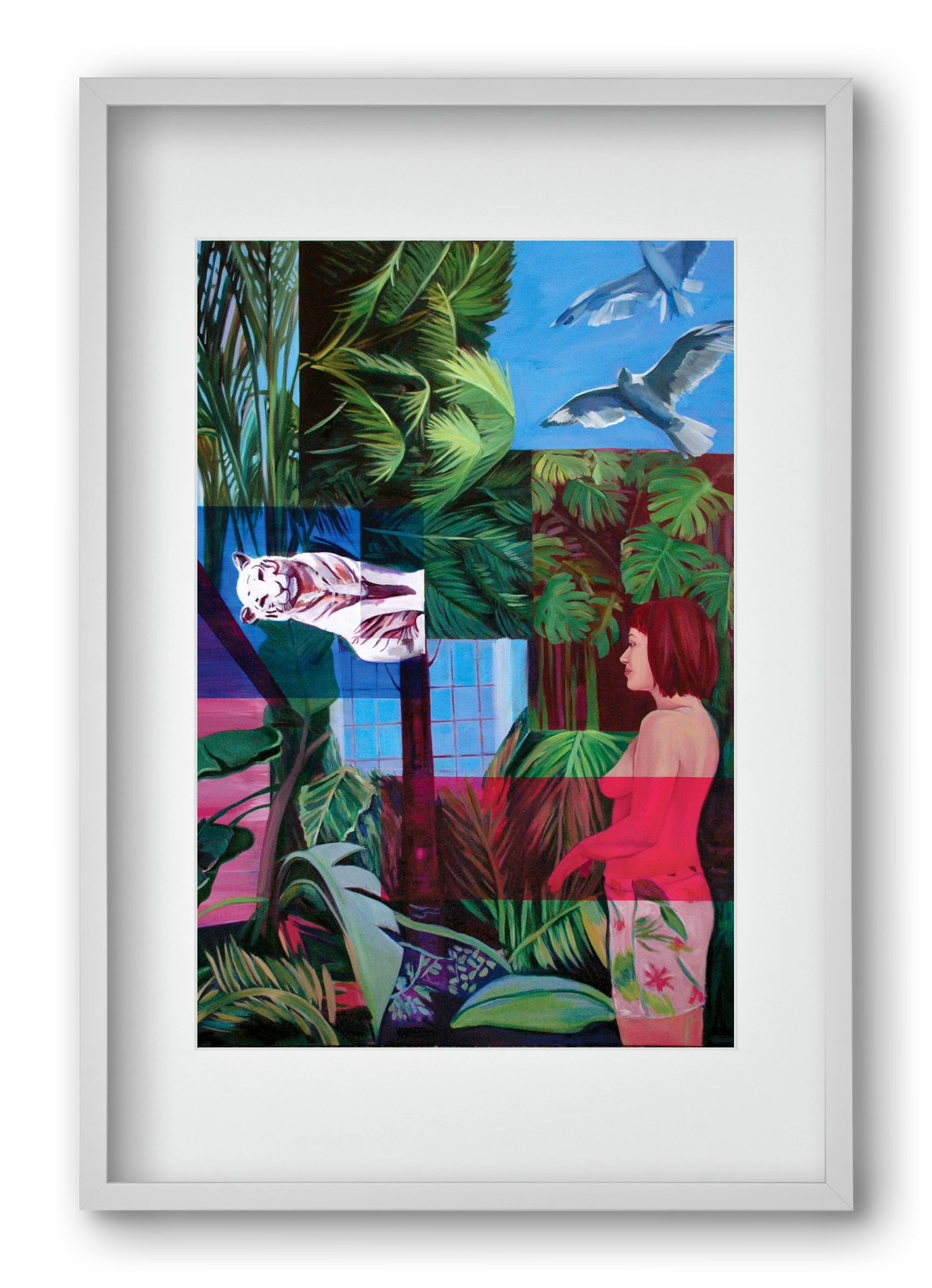 Jungel nő, 40x60 cm (30x45 cm), Fehér keret, paszpartuval