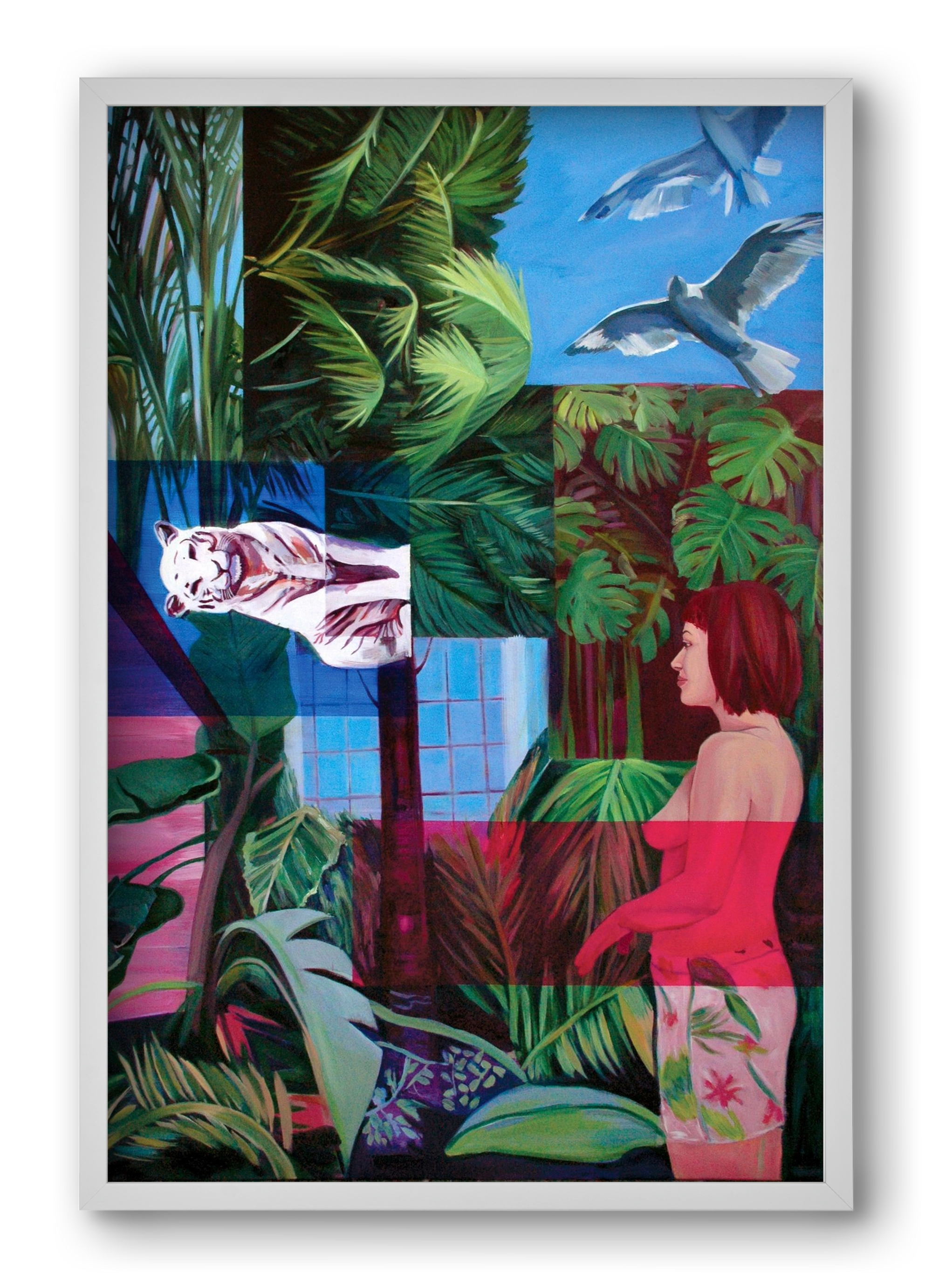 Jungel nő, 40x60 cm (40x60 cm), Fehér keret