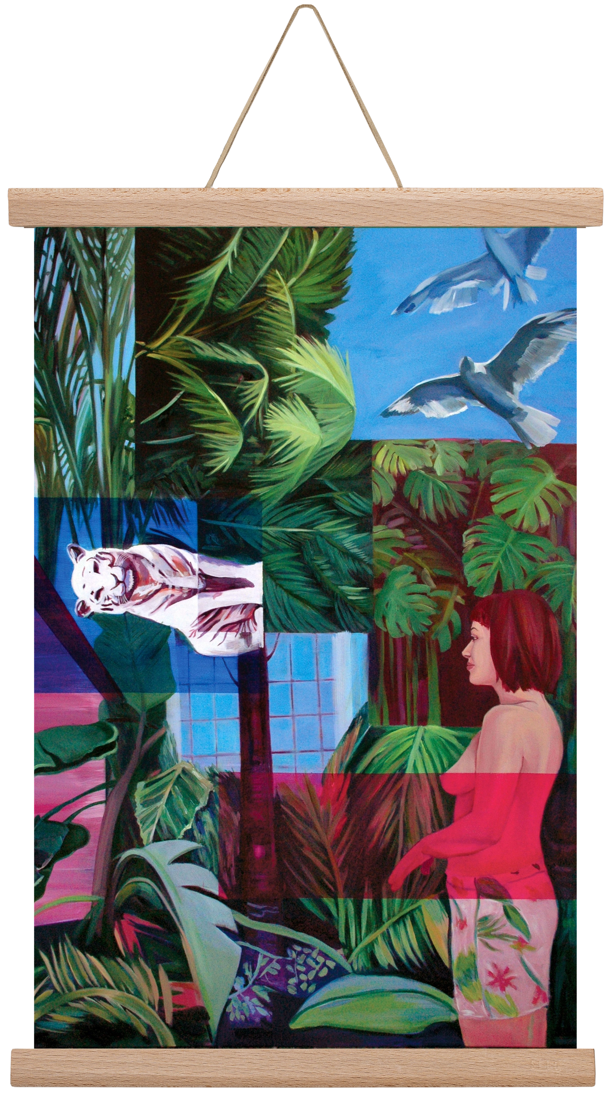 Jungel nő, 30x45 cm (30x45 cm), Tölgy akasztó