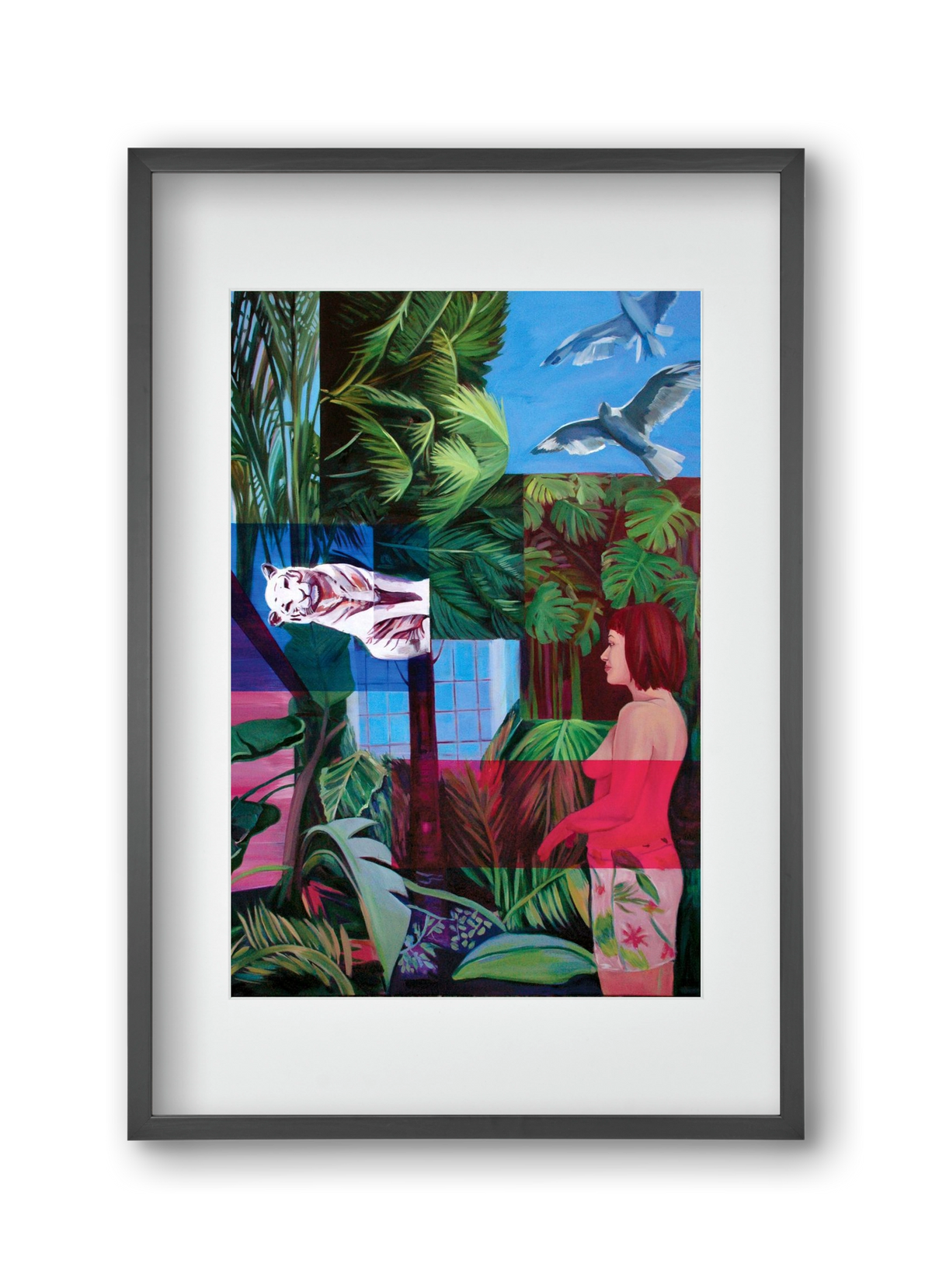 Jungel nő, 30x45 cm (20x30 cm), Fekete keret, paszpartuval