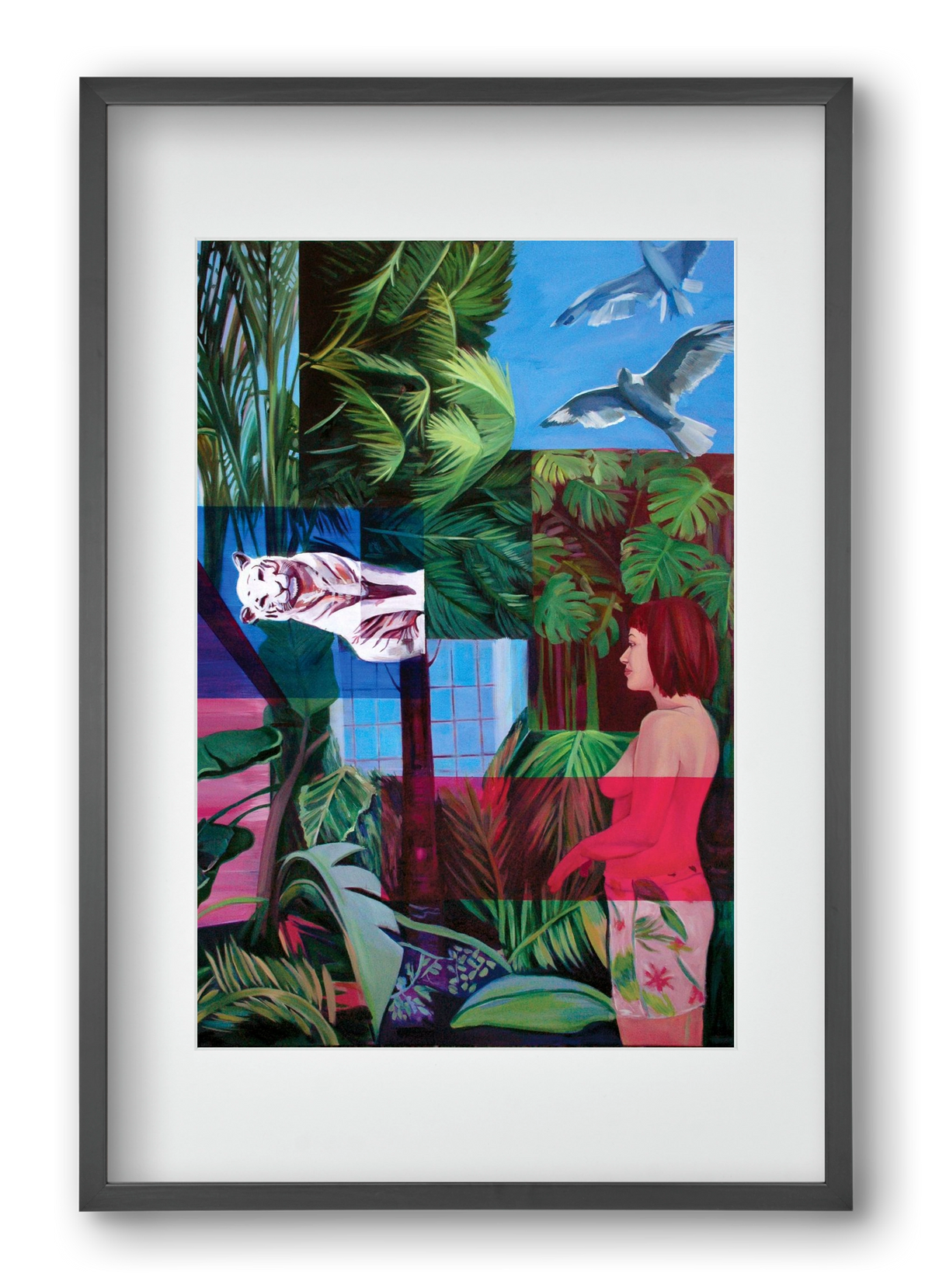 Jungel nő, 40x60 cm (30x45 cm), Fekete keret, paszpartuval