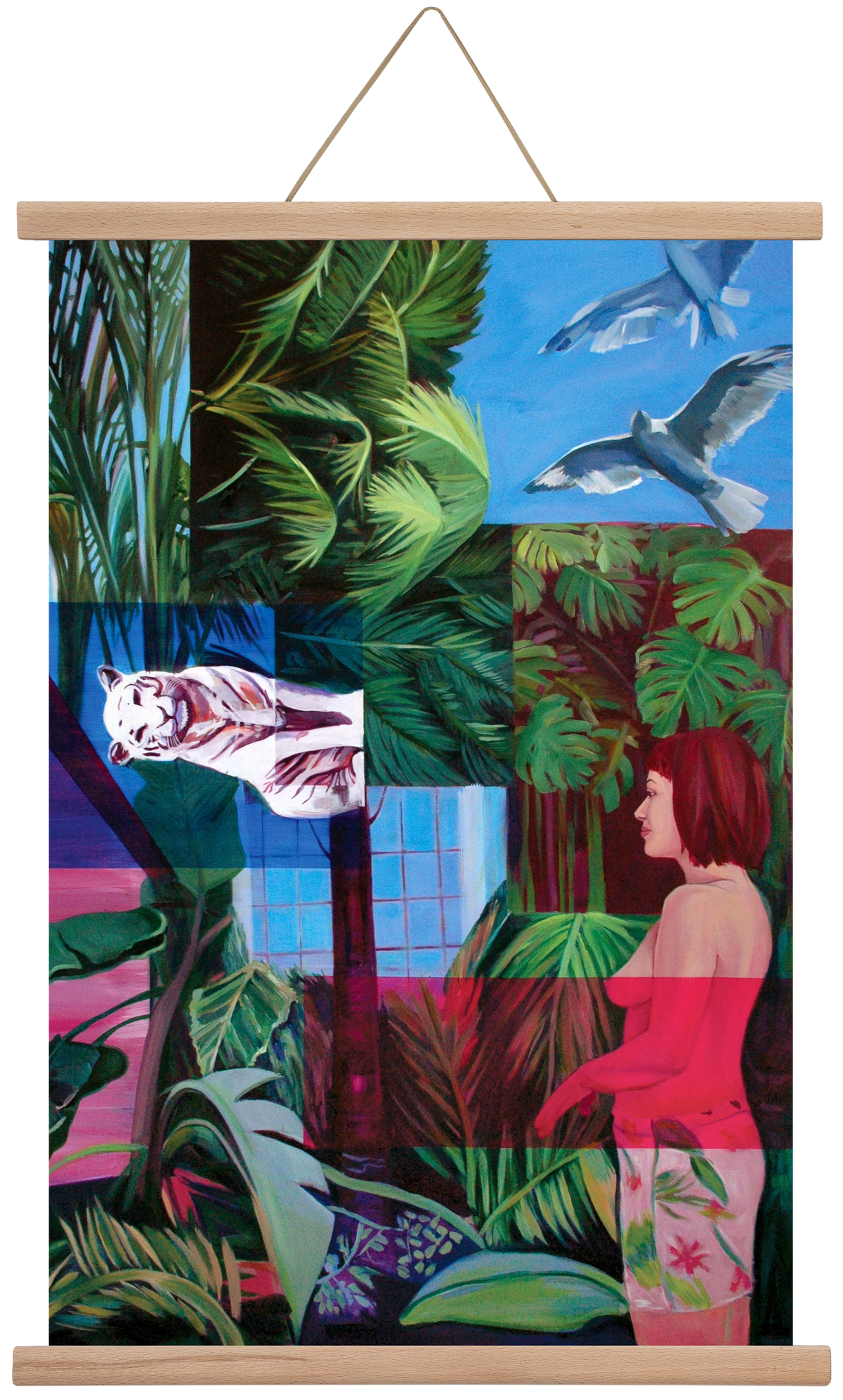 Jungel nő, 40x60 cm (40x60 cm), Tölgy akasztó