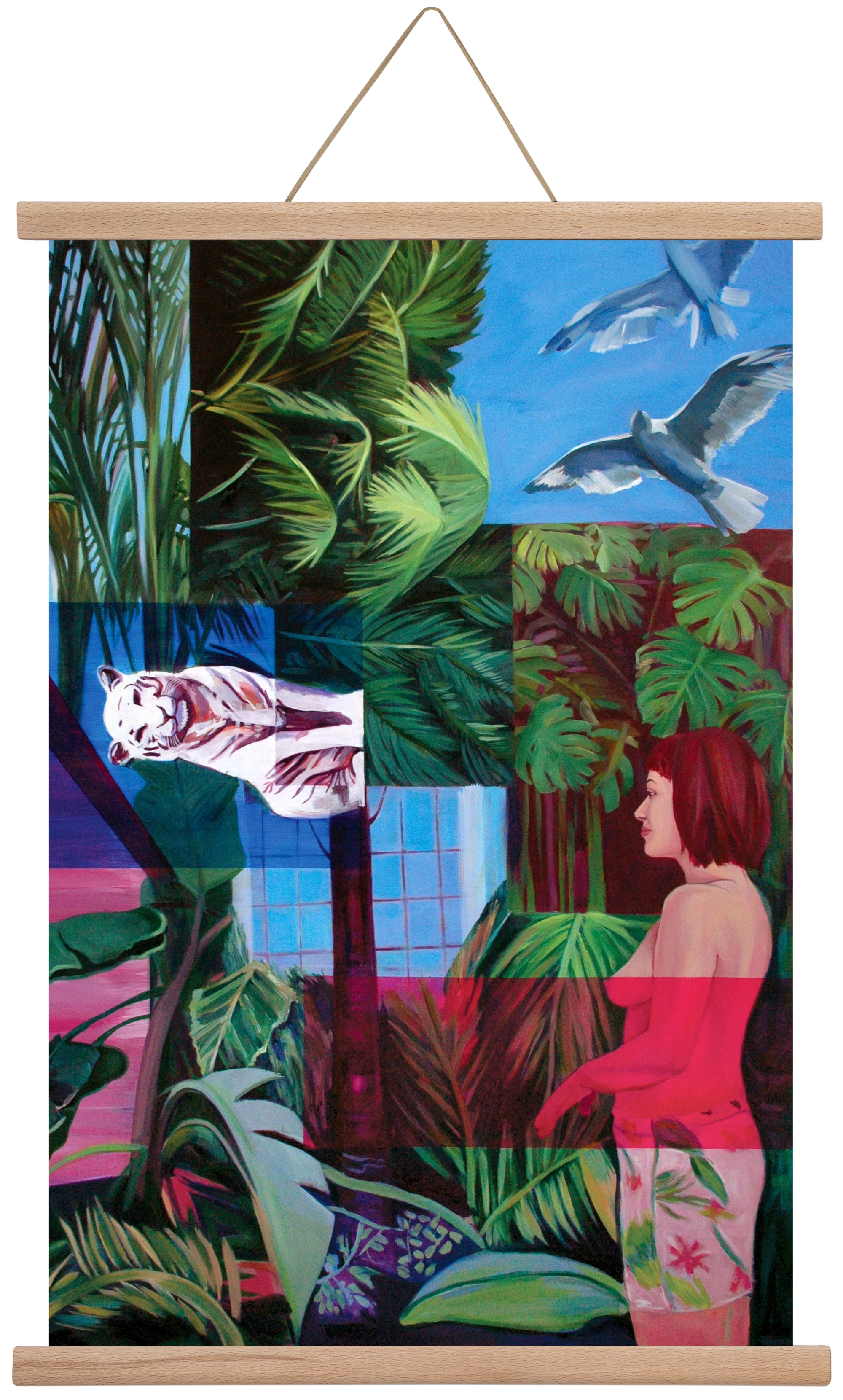 Jungel nő, 40x60 cm (40x60 cm), Tölgy akasztó