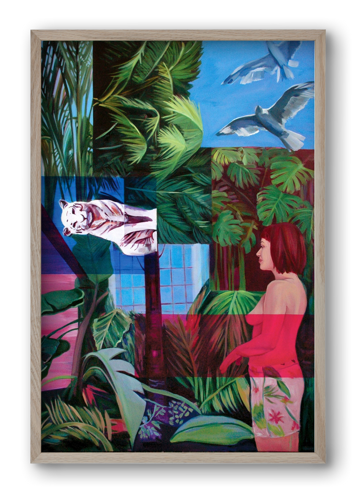 Jungel nő, 40x60 cm (40x60 cm), Tölgy keret